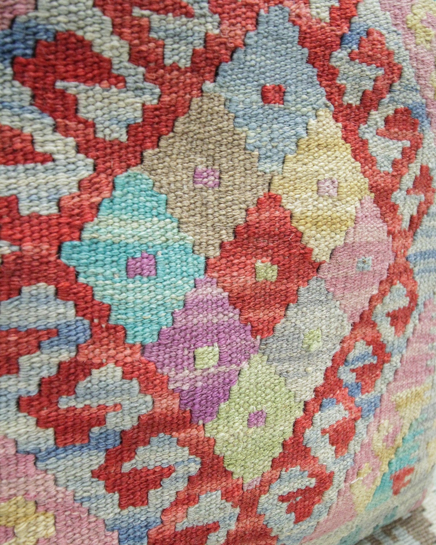 Modern Kilim Wool Pillow Case Blue Geometric, 50 x 50 cm