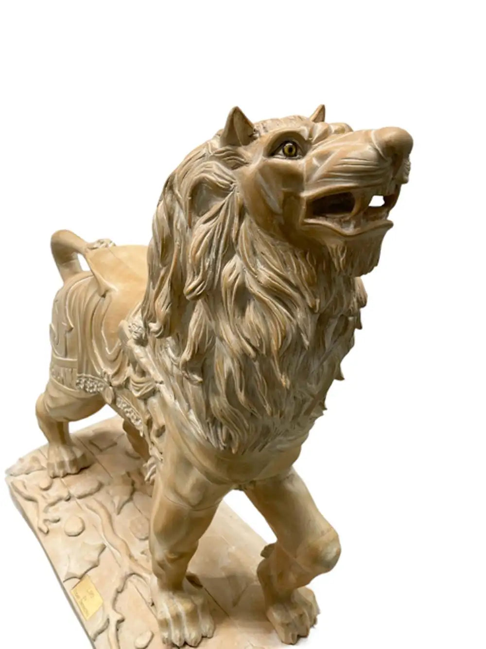 Vintage Folk Art Carved Wood Juvenile Size Carousel Figure of a Standing Lion