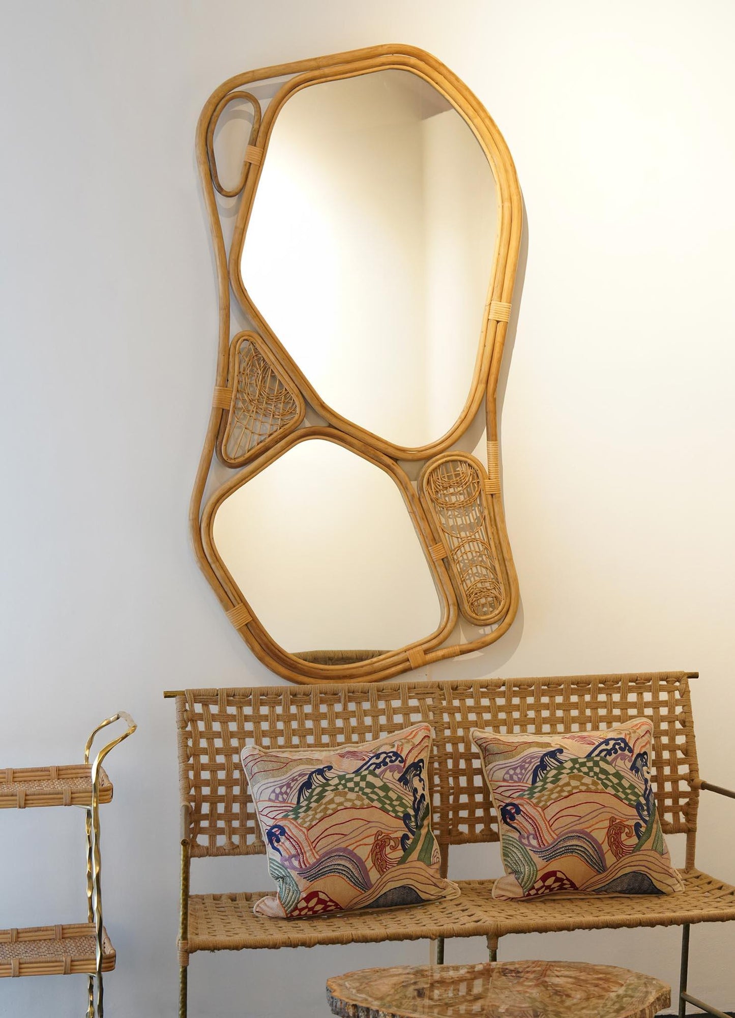 Chakra Tall Wall Mirror – Handwoven Cane Frame, Viya