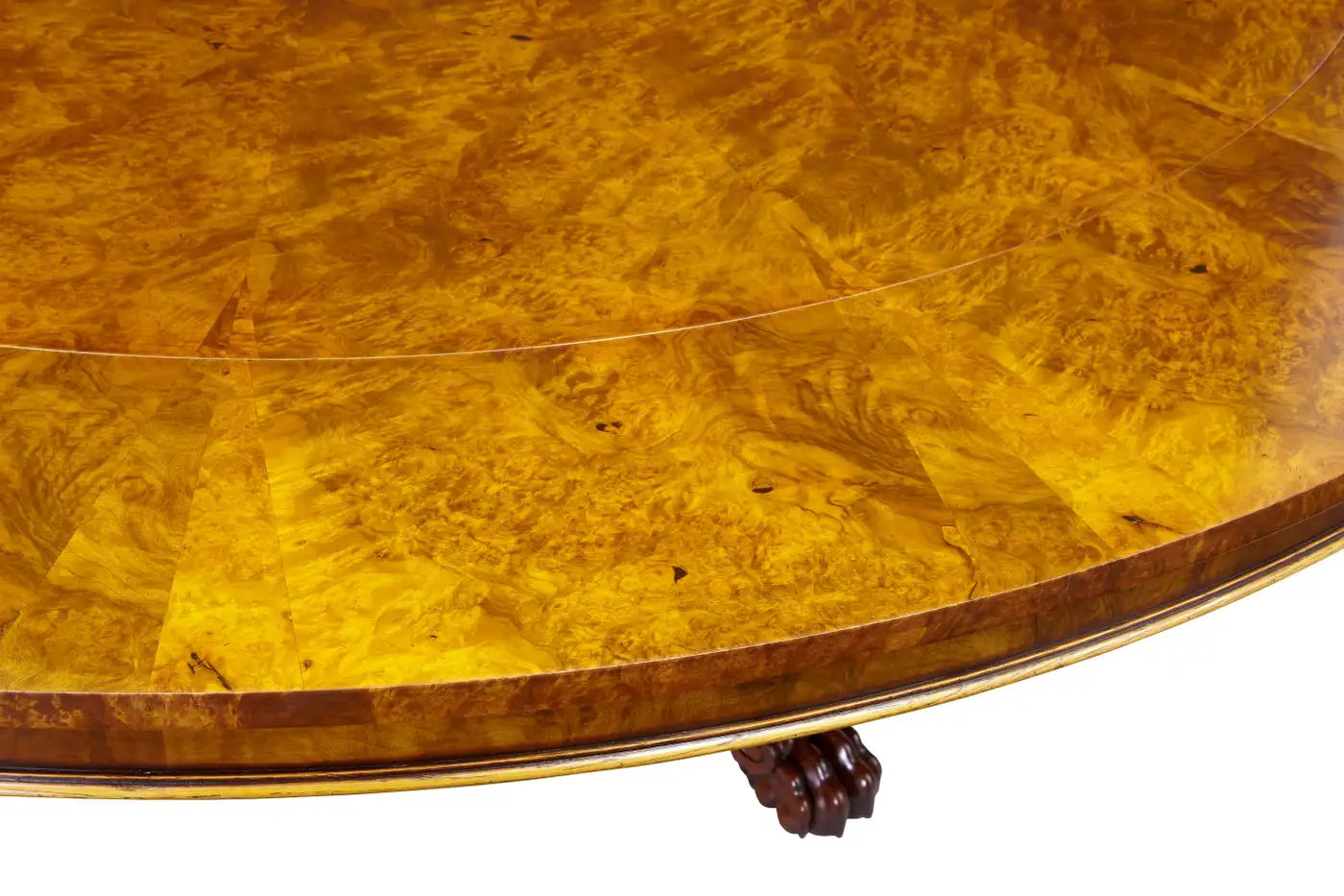 English made carved walnut jupe dining table