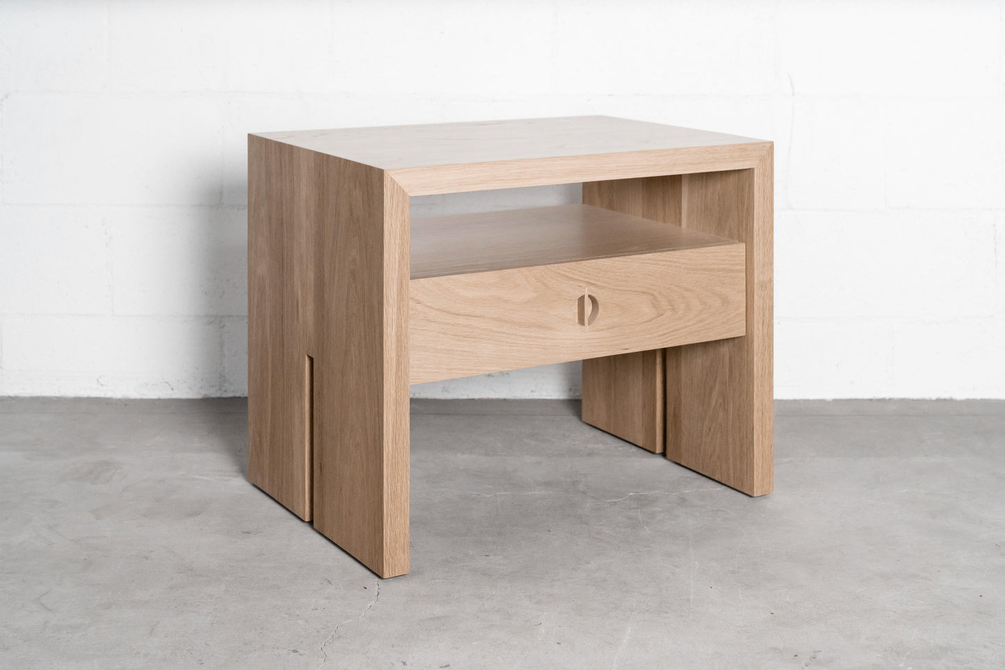 Solid Walnut Jameson Nightstand – Waterfall Design with Soft-Close Drawer
