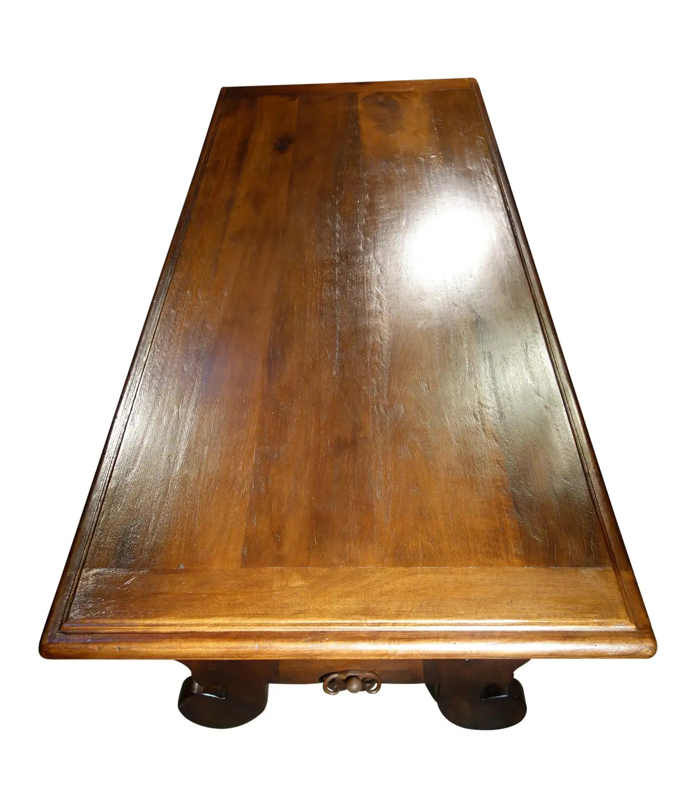 17th Century Style Solid Italian Walnut Refectory Writing Table with Dentil Edge & Lyre Base