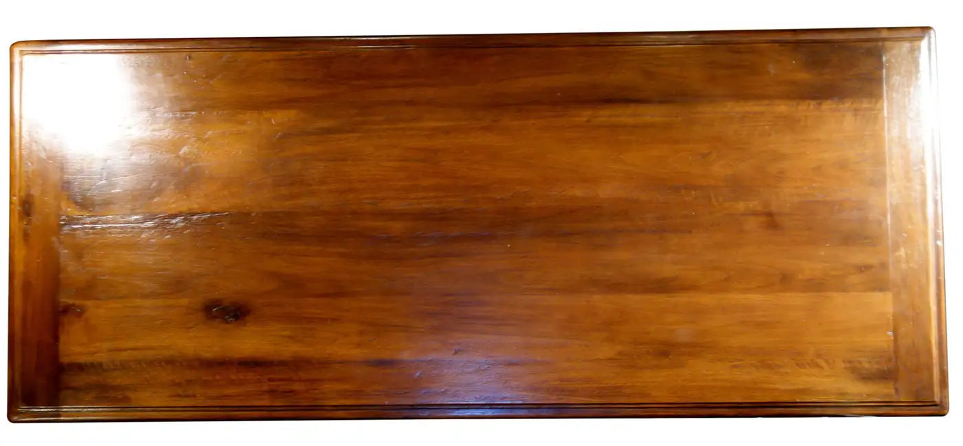 17th Century Style Solid Italian Walnut Refectory Writing Table with Dentil Edge & Lyre Base