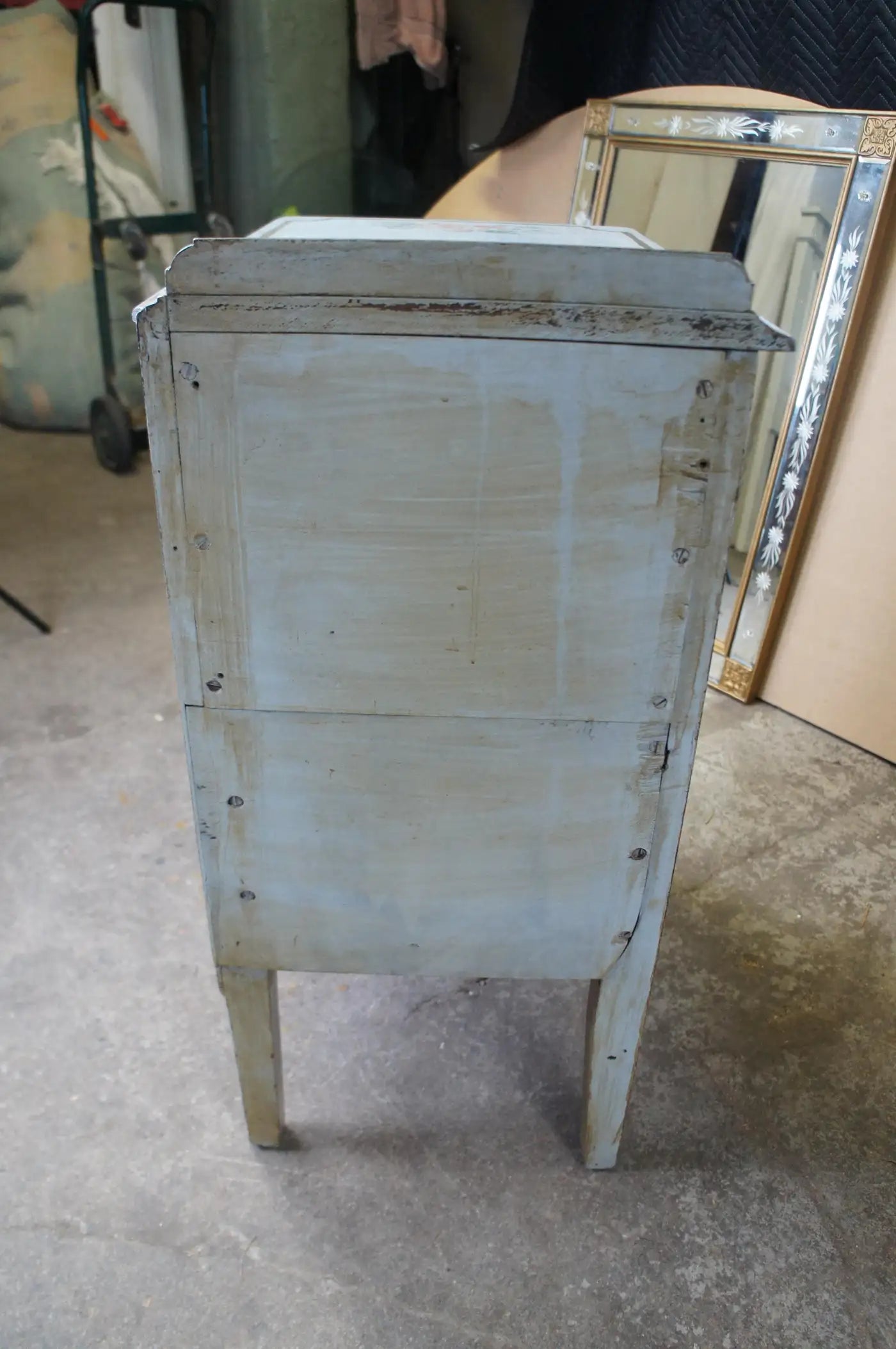 Antique French Country Hand Painted Floral 3 Drawer Nightstands Side Tables