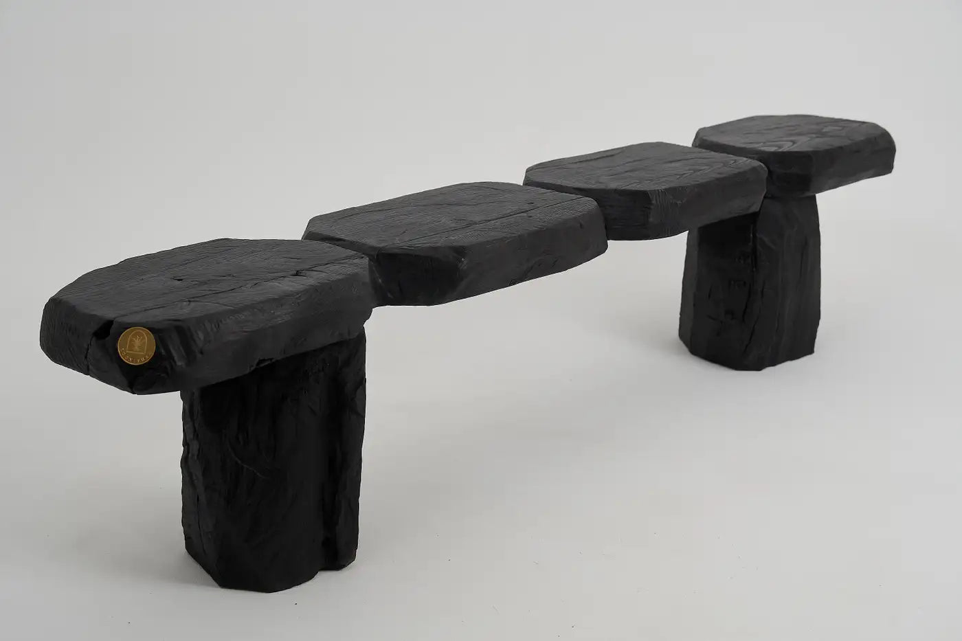 Black Burnt Oak Brutalist Bench Indoor & Outdoor by Logniture