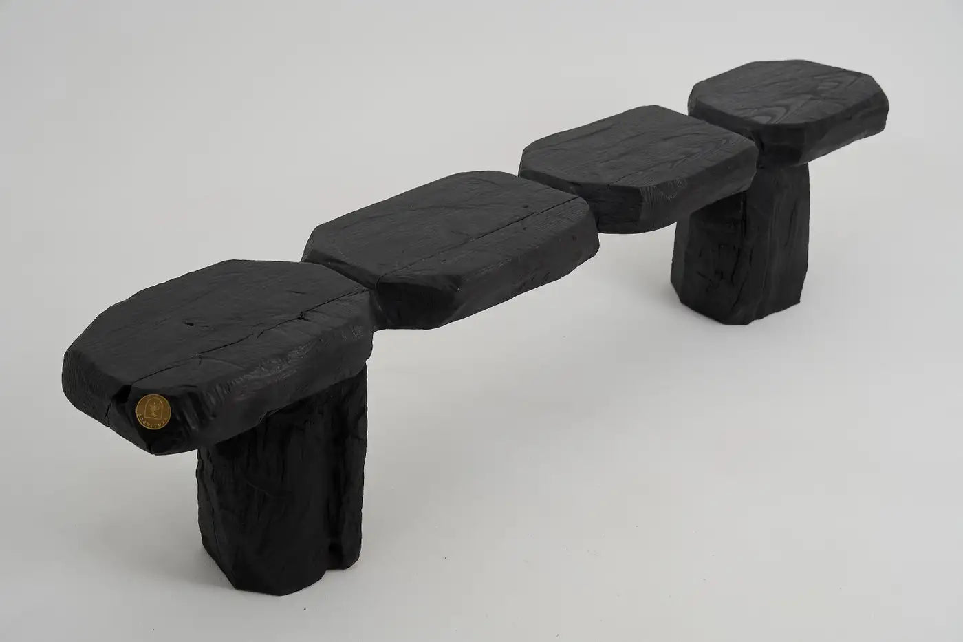 Black Burnt Oak Brutalist Bench Indoor & Outdoor by Logniture