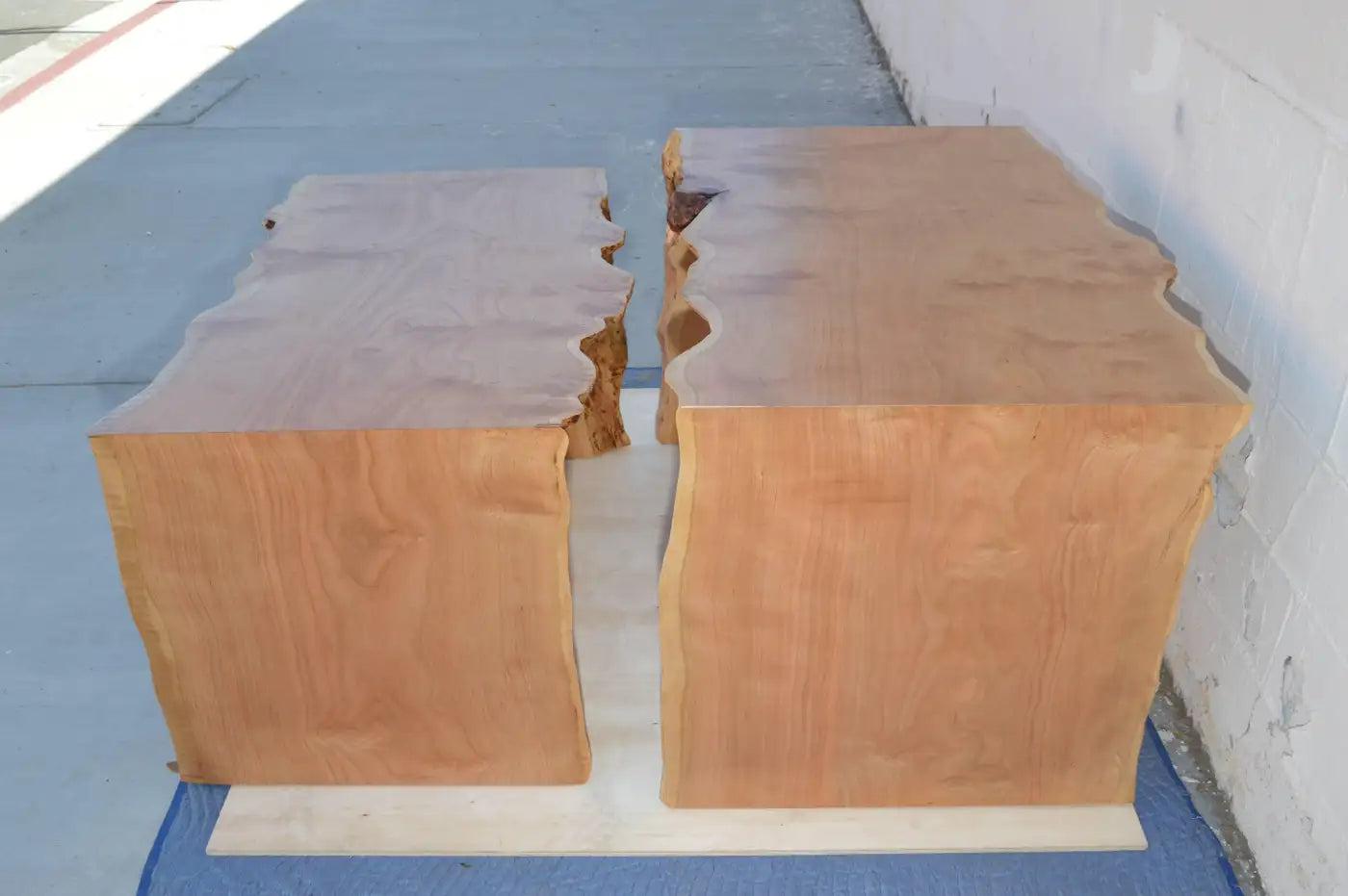 Custom Sculptural Live Edge Cherrywood Nesting Tables