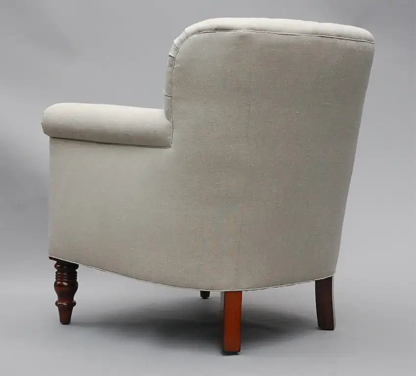 Geffrey Arm Chair Upholstered in Belgian Linen or Custom Fabric