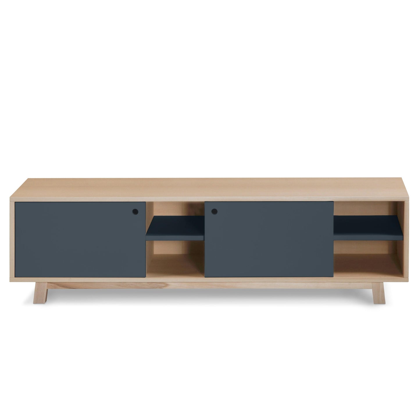 ÉGÉE 2-Door TV Cabinet – Solid Ash & Lacquered MDF, Designed by Éric Gizard