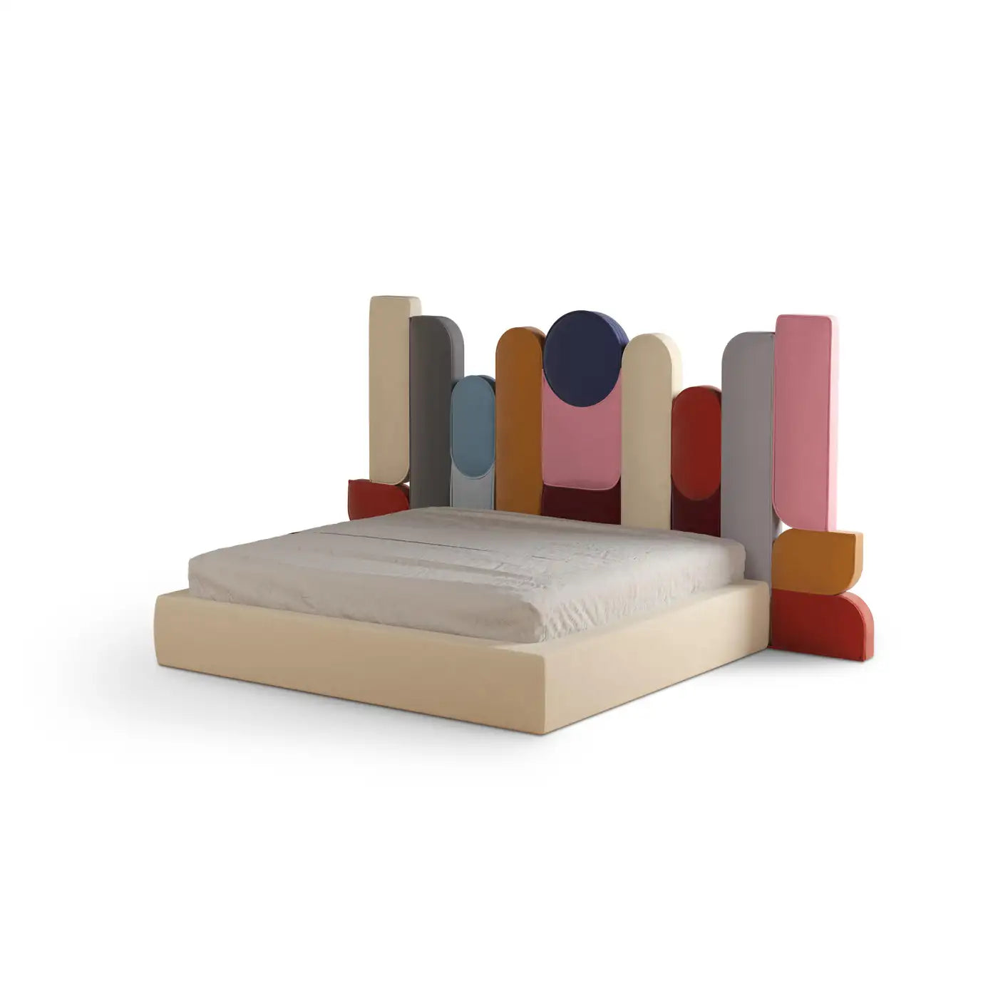 21st Century Ej Ee Bed Upholstered Velvet Headboard Made in Portugal
