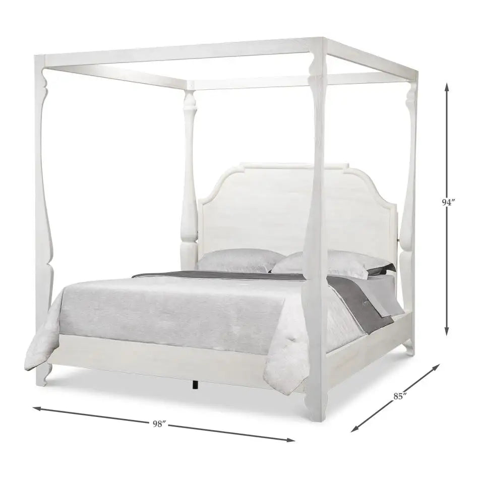 European Style Canopy Bed Bungalow White