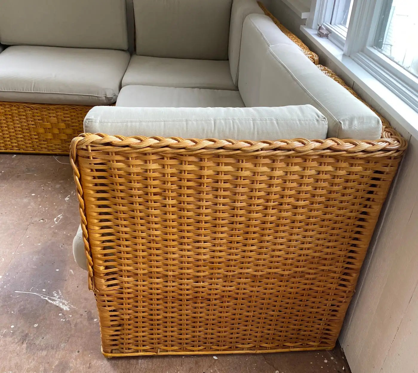 Large Mid-Century Modern Rattan Sectional or Sofas