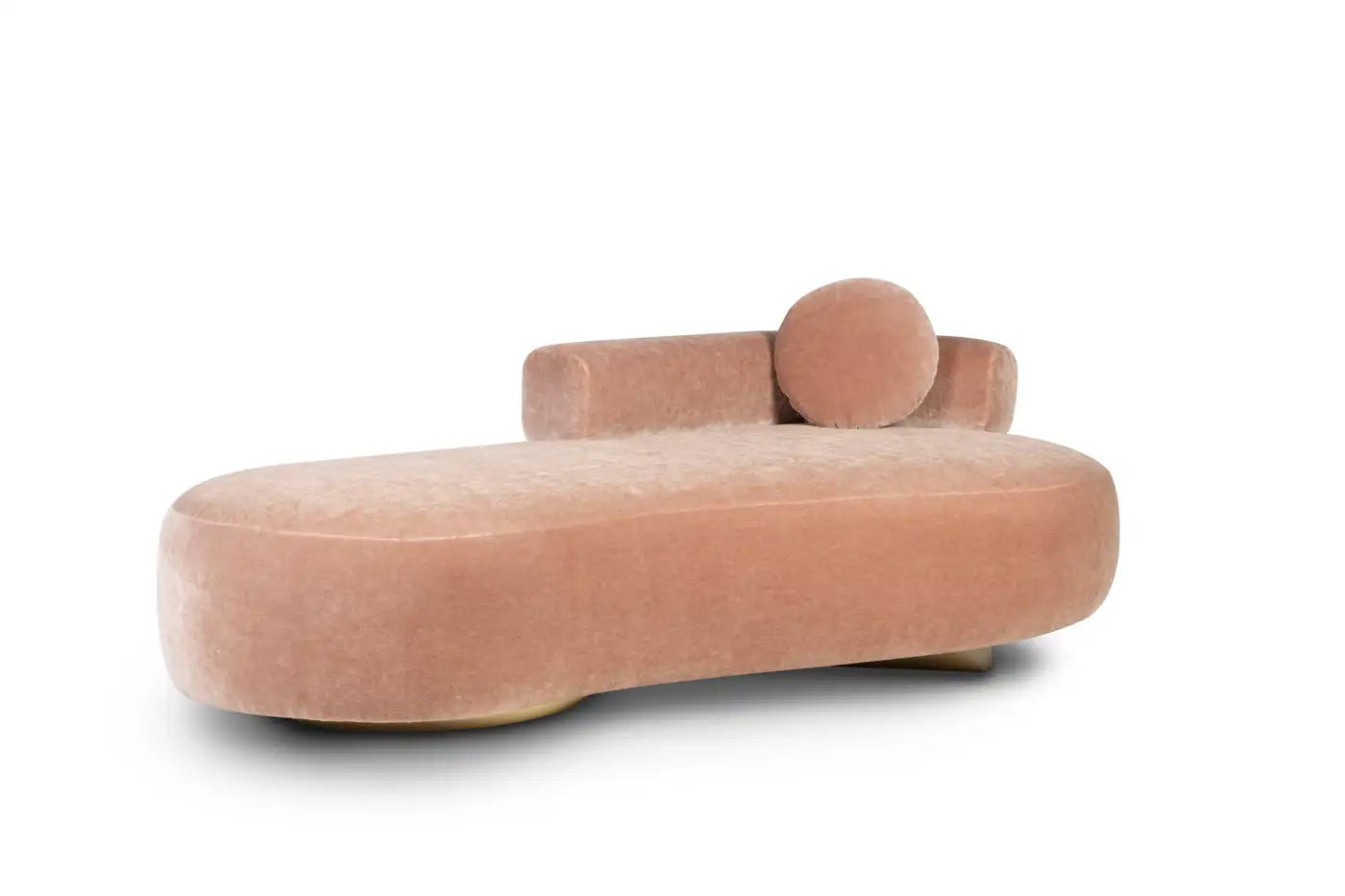Pink velvet sofa on a white background