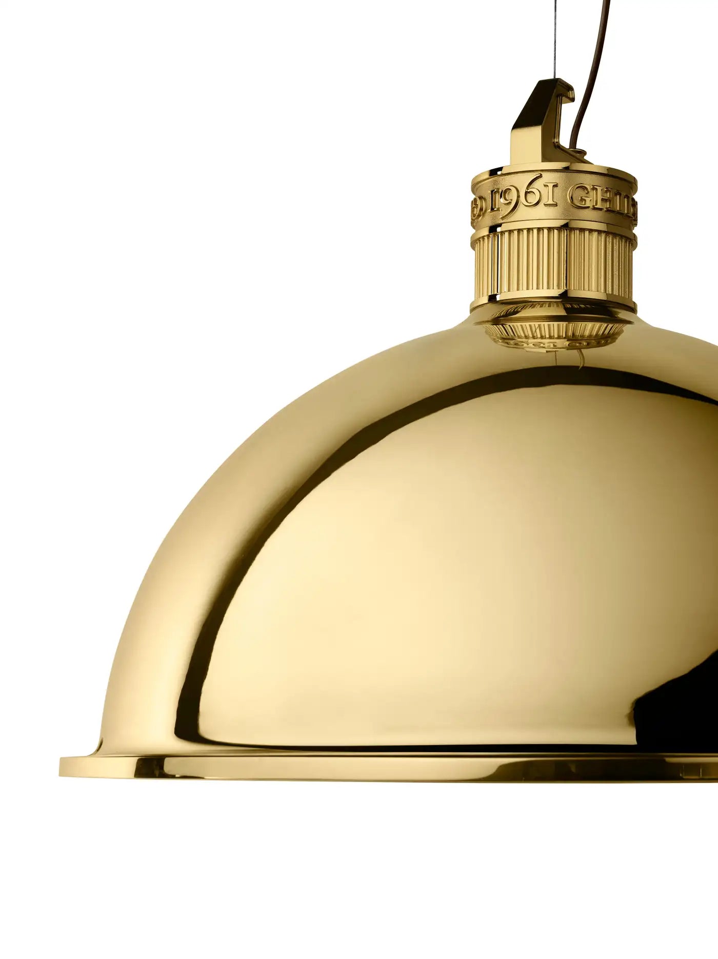Factory Medium Suspension Light in Brass
