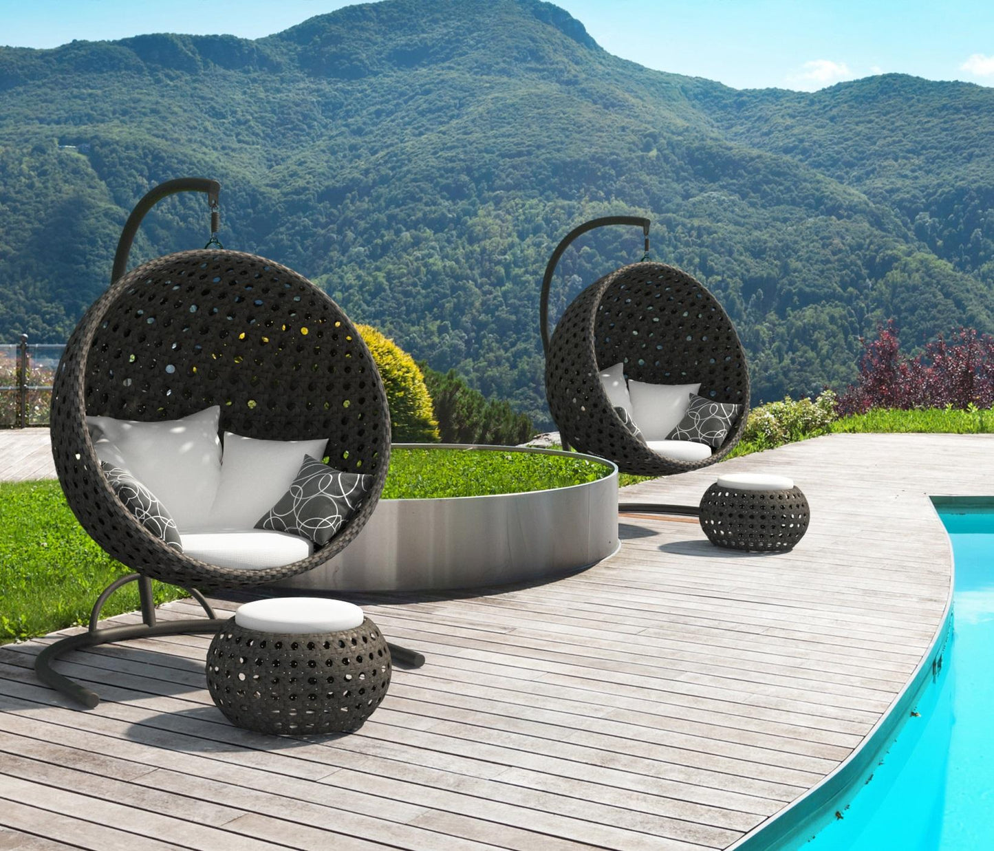 Outdoor Hanging Basket Chair with Open Weave Design – Free-Swinging