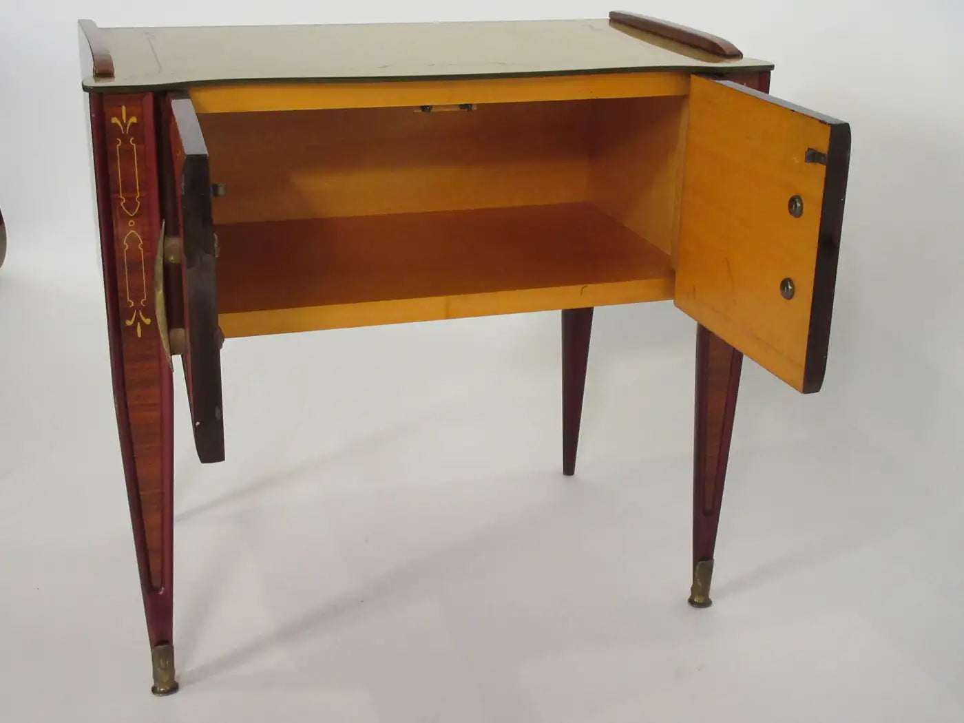 Pair of 1940s Italian Glass Top Nightstands