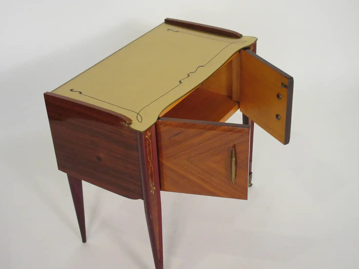 Pair of 1940s Italian Glass Top Nightstands