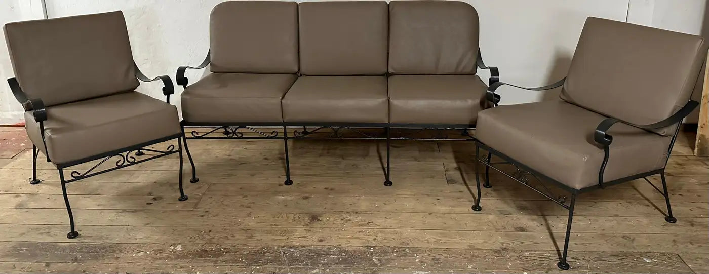 Vintage Metal Garden Sofa and Chairs Seating Ensemble