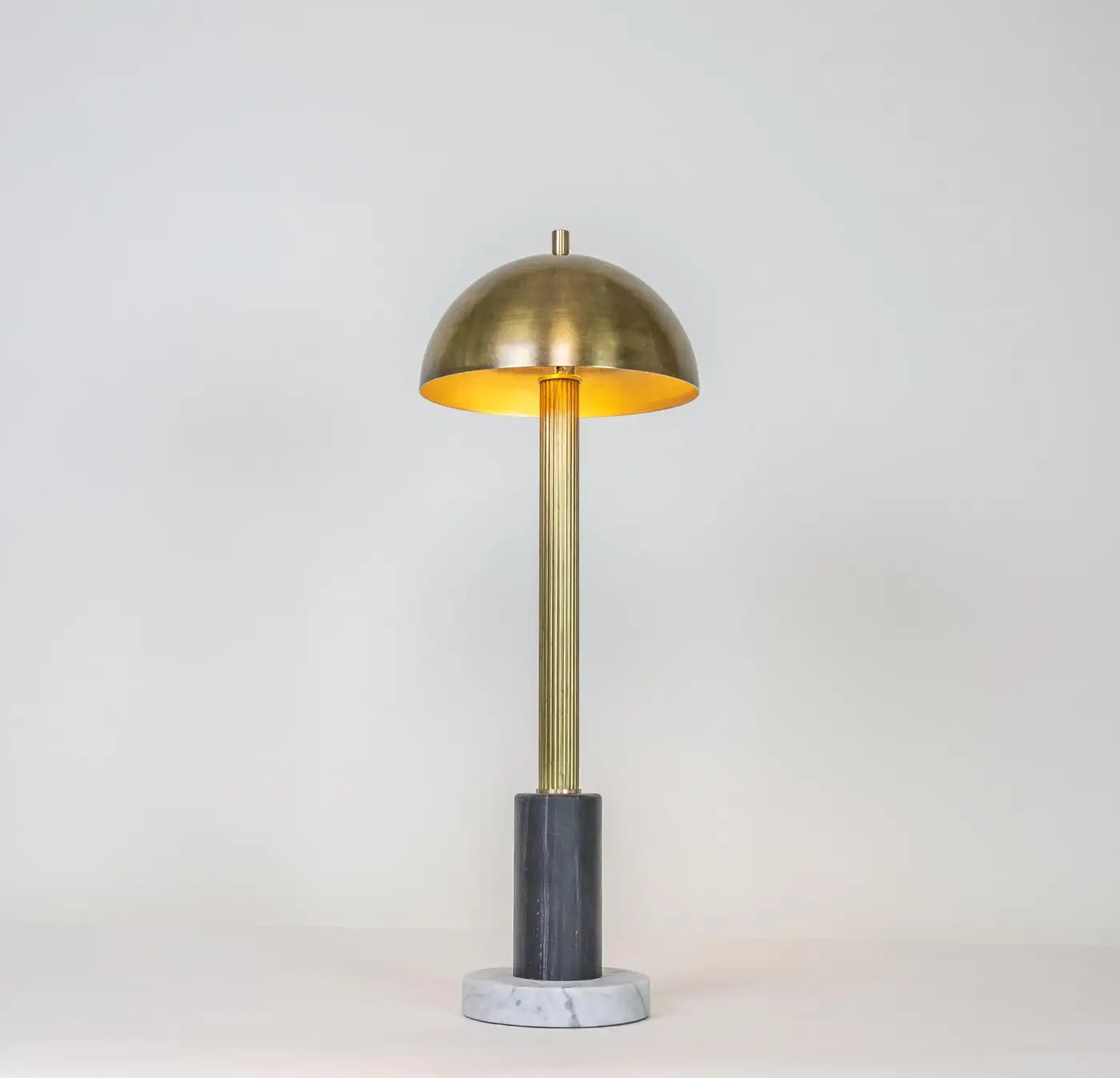 Pillar Table Lamp, Contemporary Lamp, Antique Brass, Marble