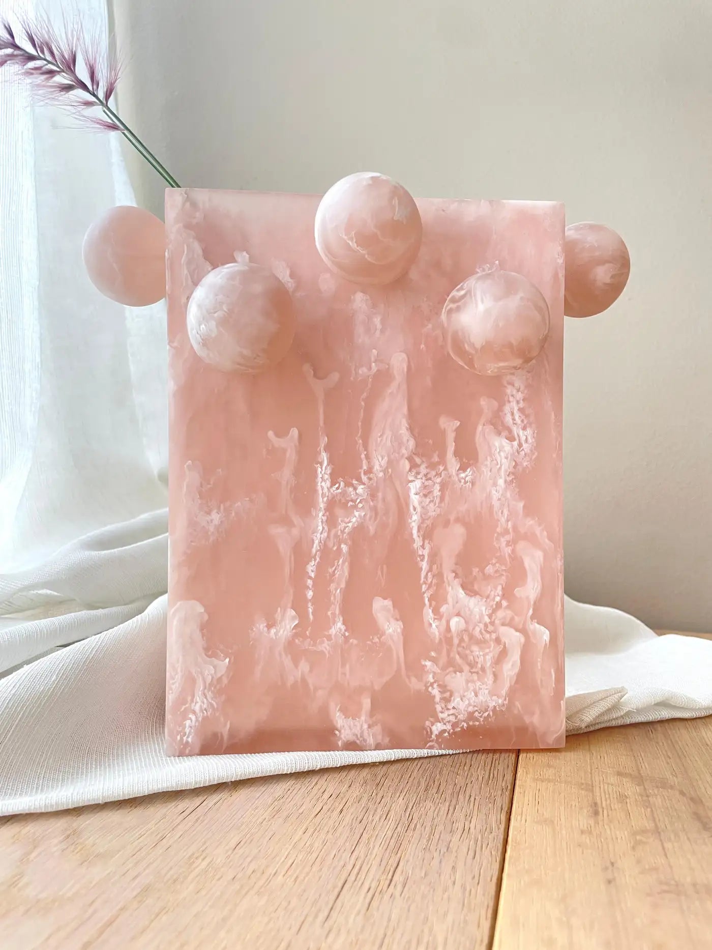 Rectangle Bubble Vase in Pink Resin