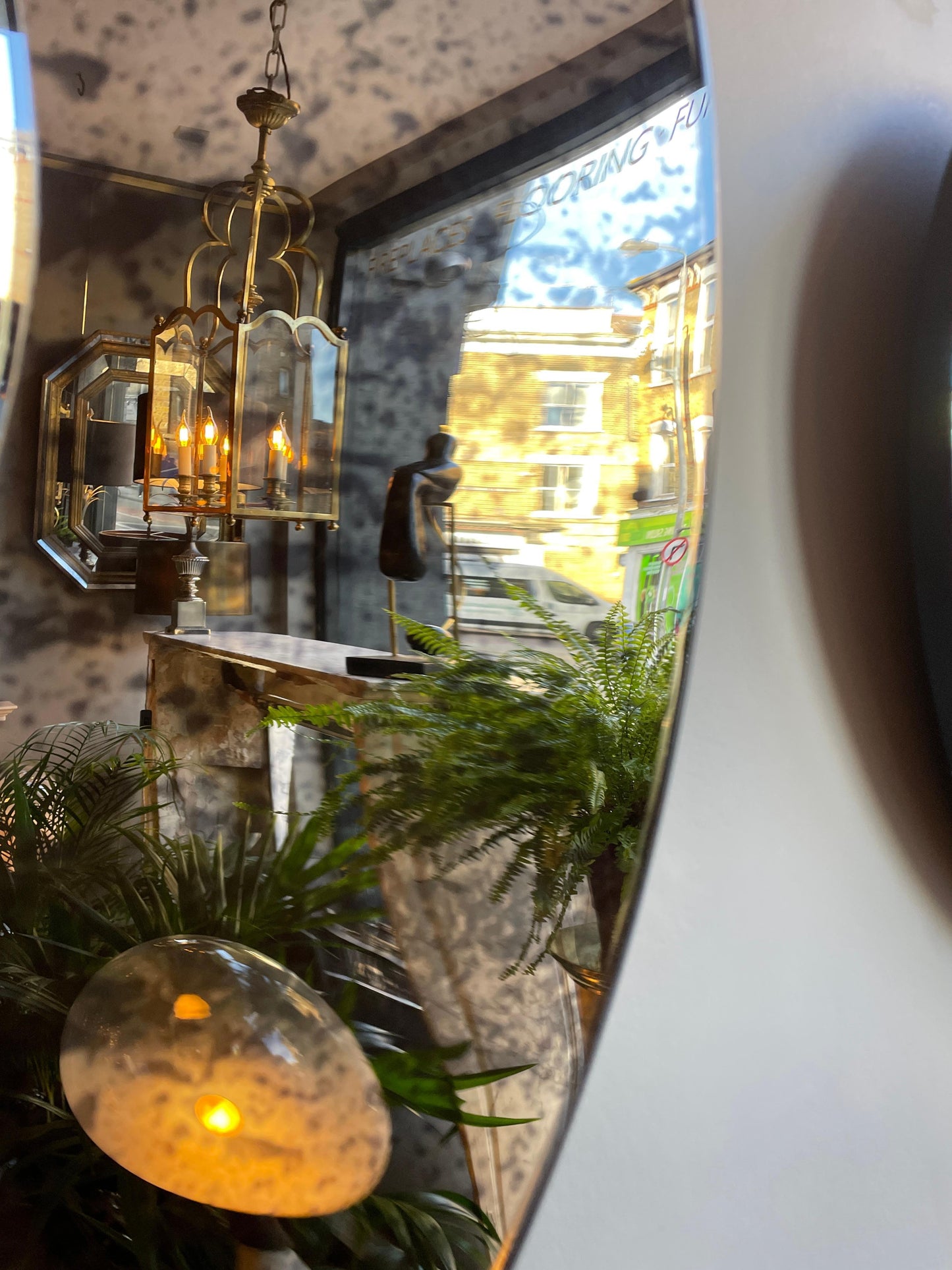Distressed Bronze and Silver Concave Wall Mirror – Frameless Design