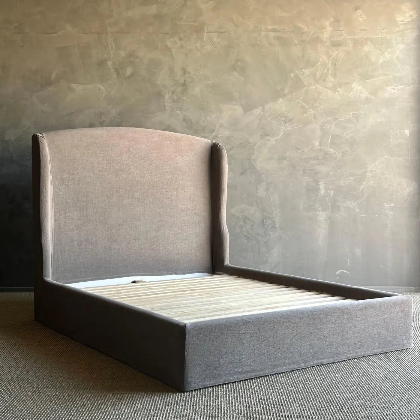 Queen Size Linen Slip Covered Bed