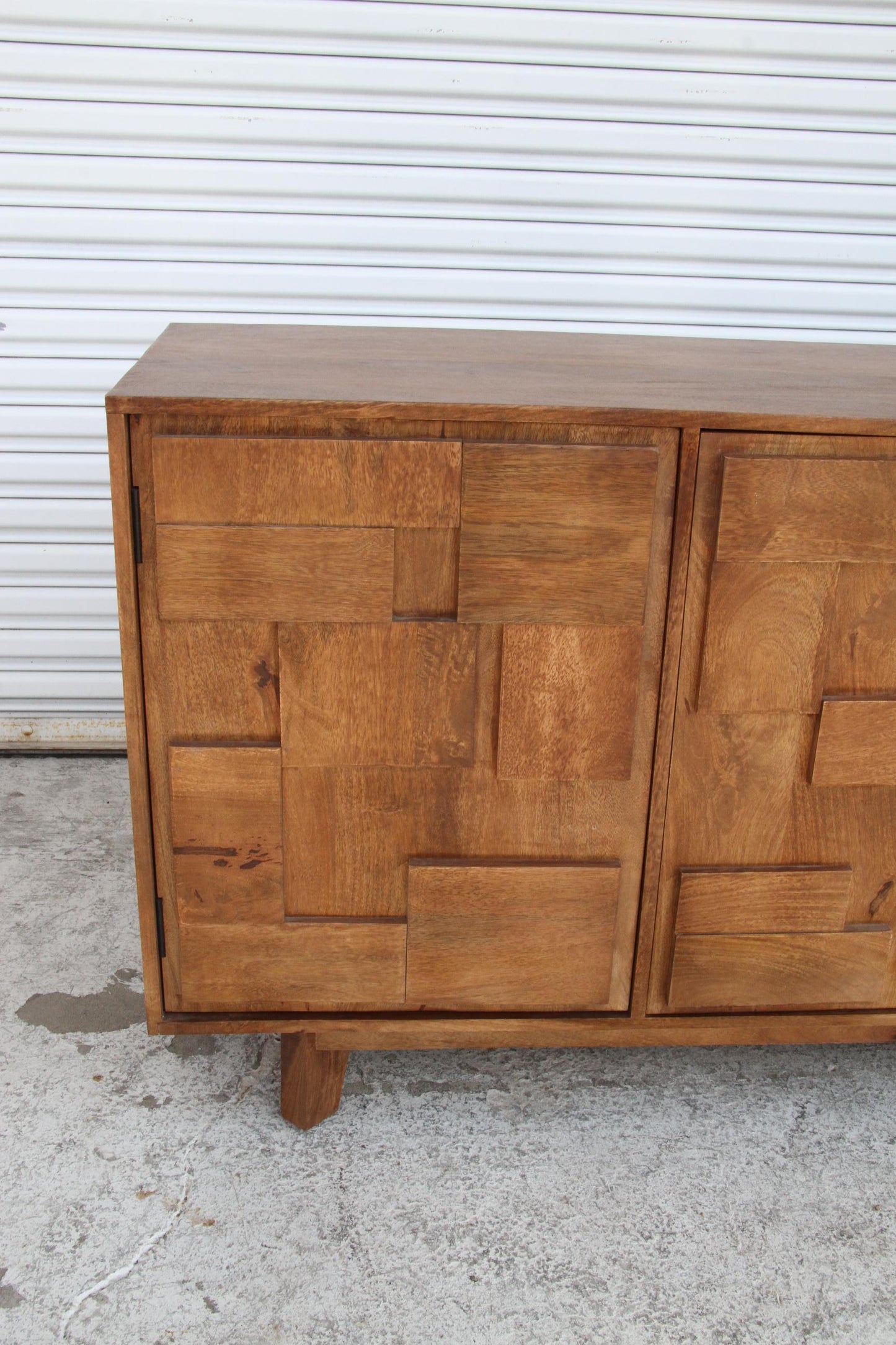 Mondrian Brutalist Four-Door Credenza – Mango Wood