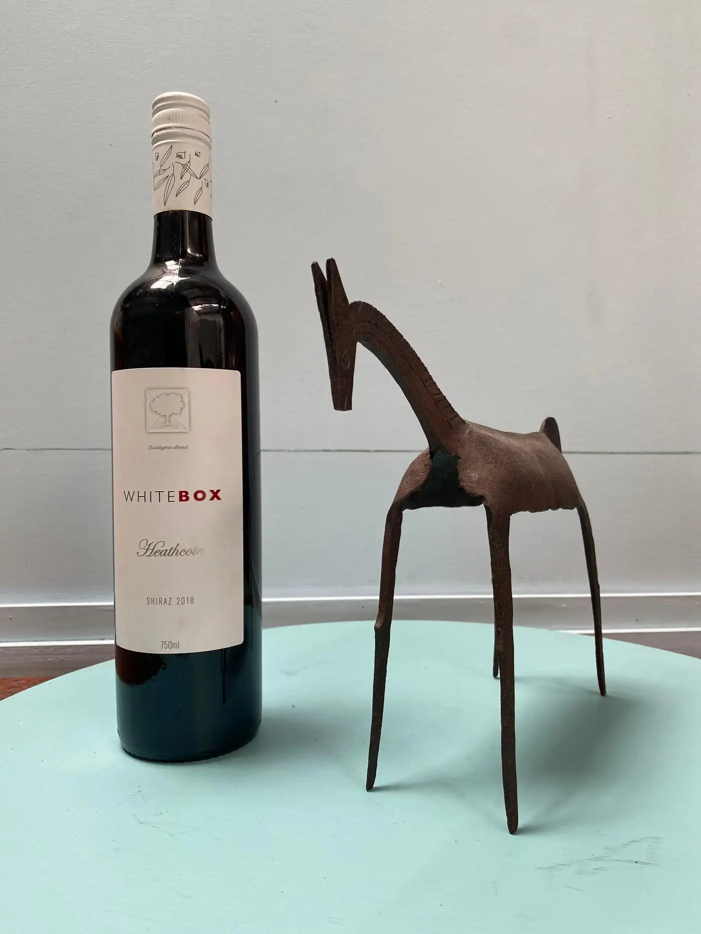 Brutalist Tribal Folk Wrought Iron Horse Figure Head Bowed