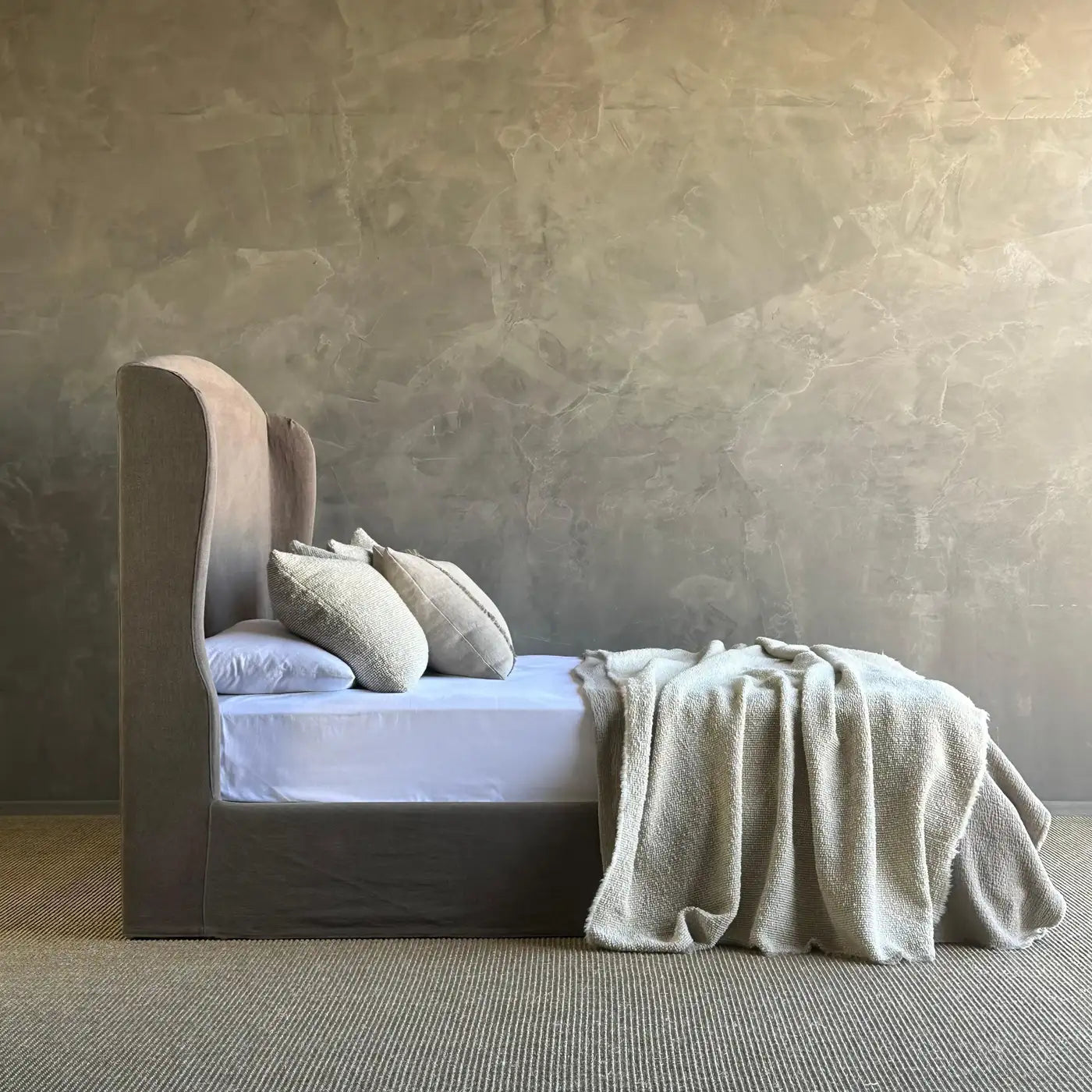 Queen Size Linen Slip Covered Bed