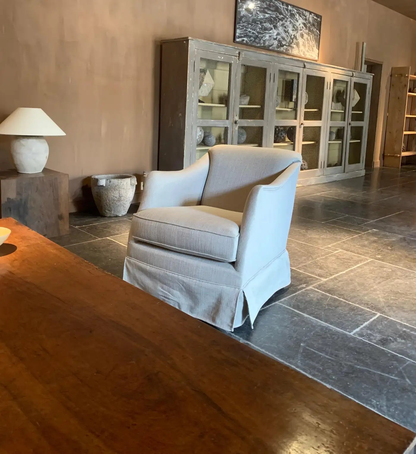 Club Chair Mauro Belgian Modern Linen Armchair