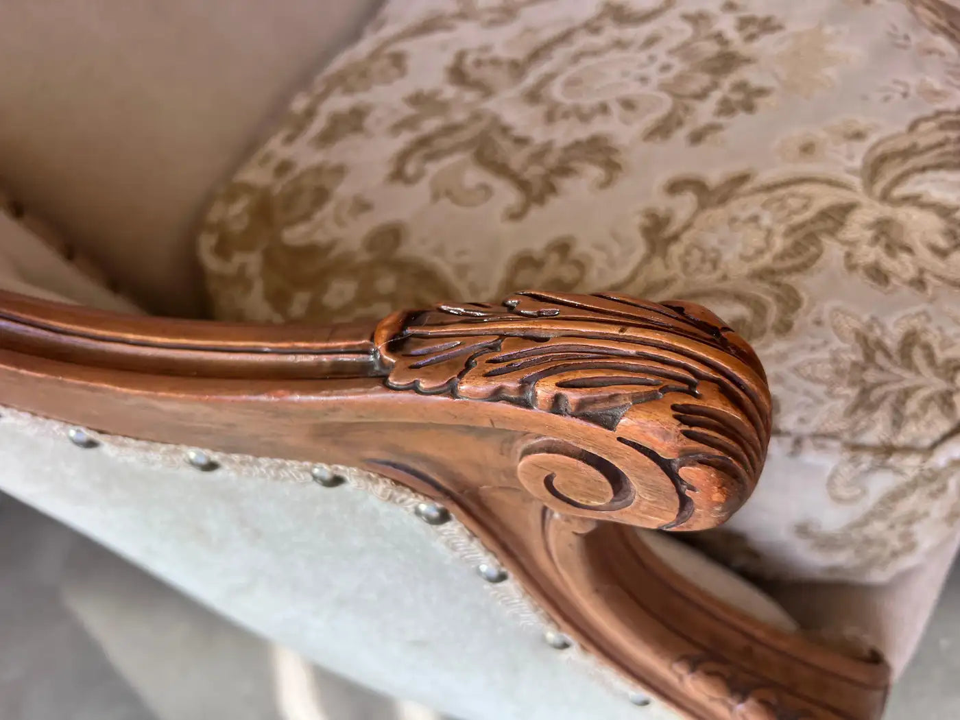 Pair of Victorian Carved Walnut Button Back Sofa