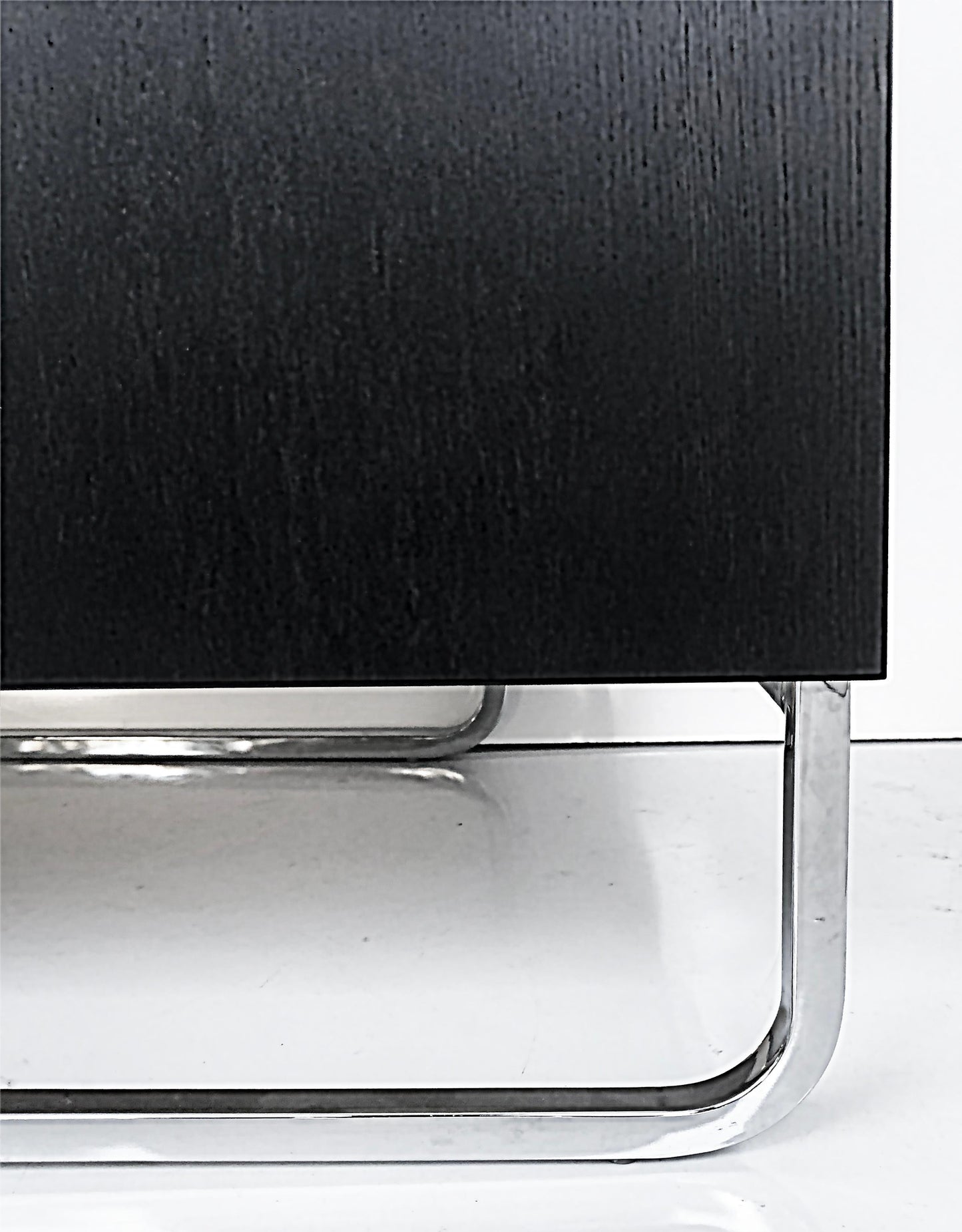 Contemporary Ebonized Wood & Chrome Credenza – 2 Doors, 3 Drawers