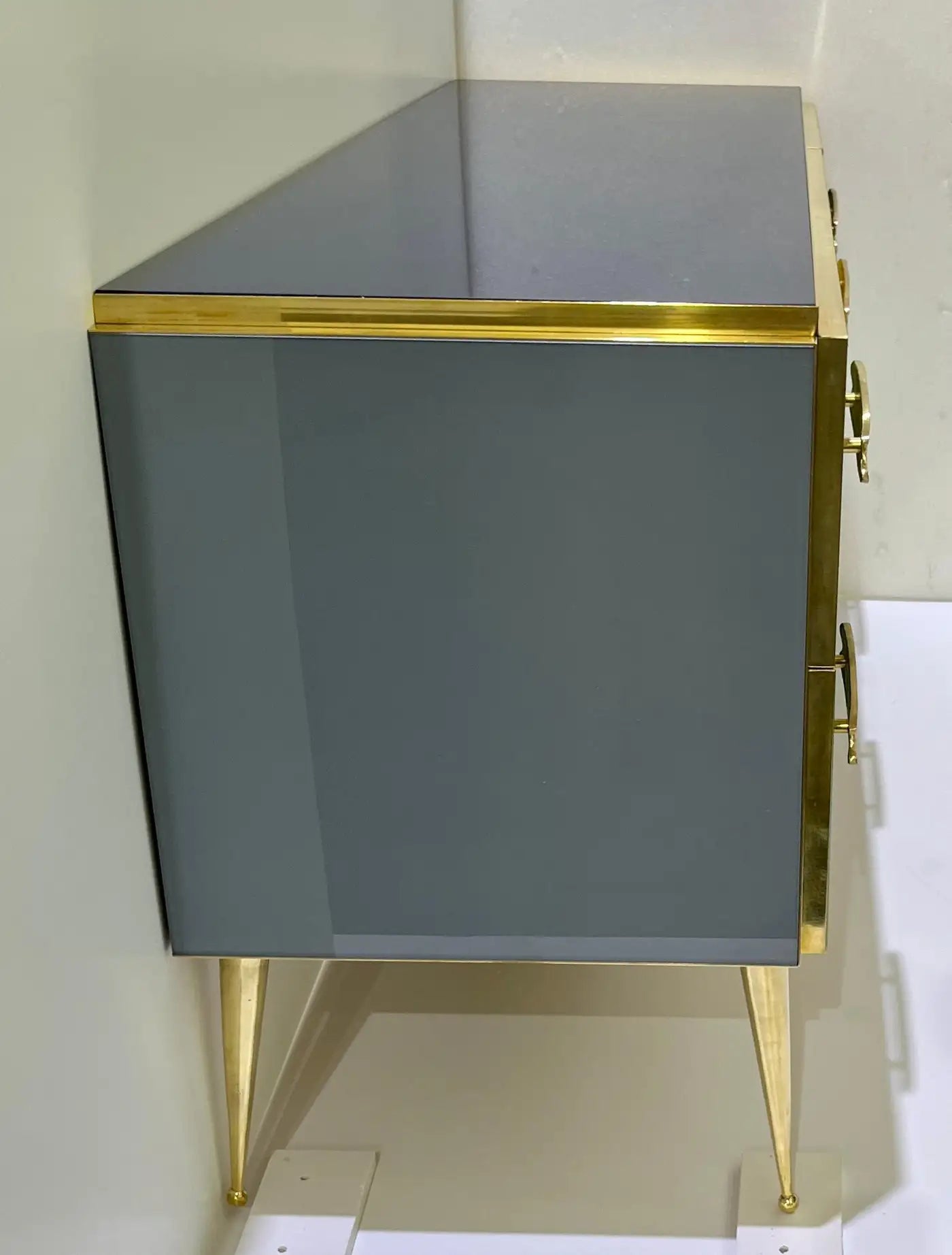 Bespoke Italian Multi-Color Glass & Brass 6-Drawer Modern Dresser