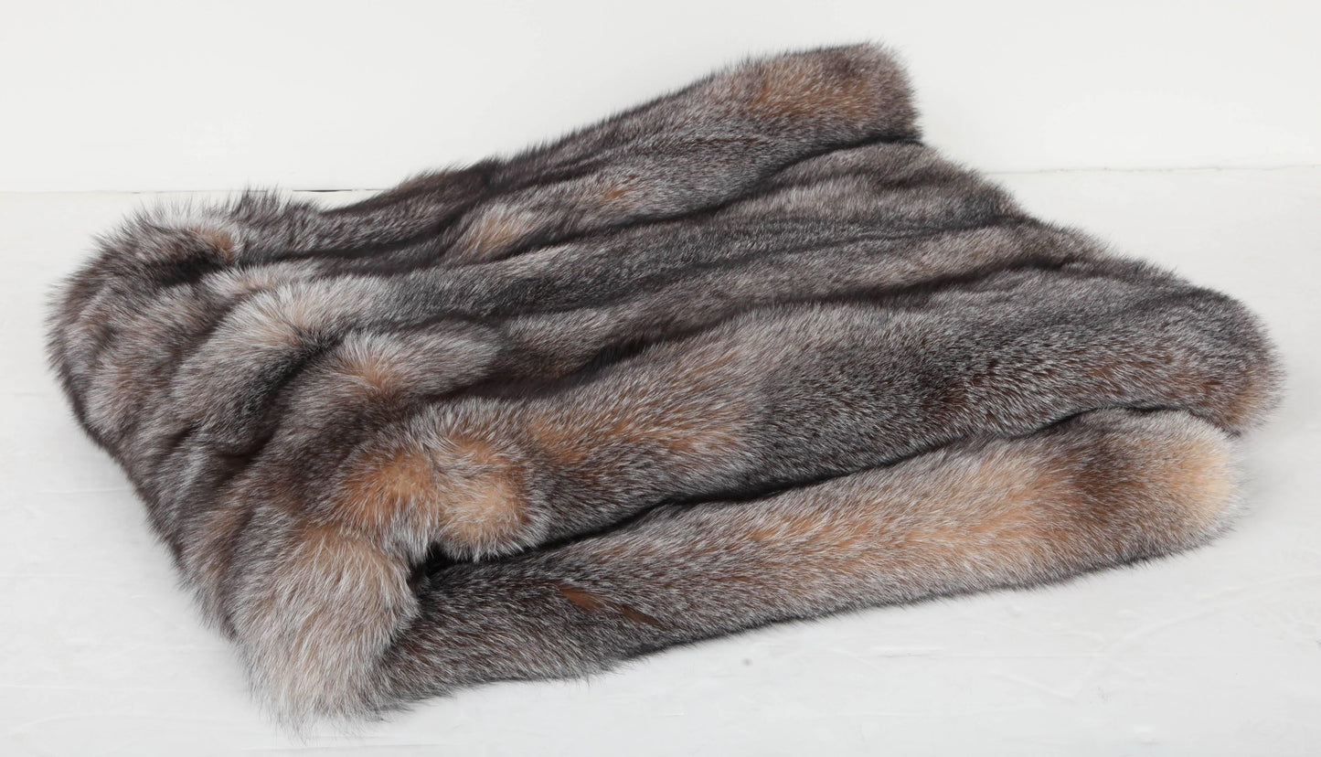 Full Skins with Wool Crystal Fox Fur Throw