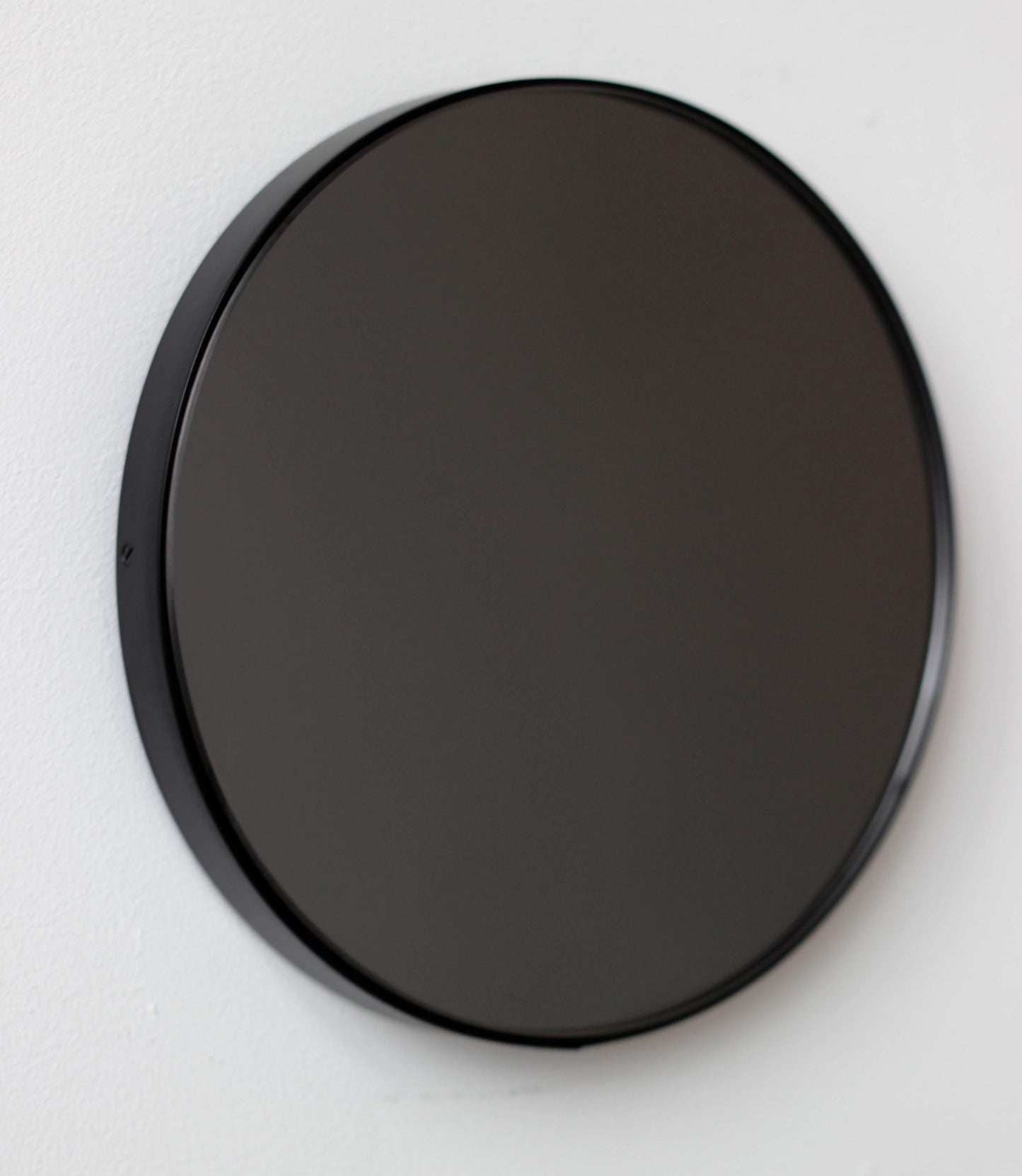 Orbis XL Round Wall Mirror – Black Tinted Glass with Black Powder-Coated Frame