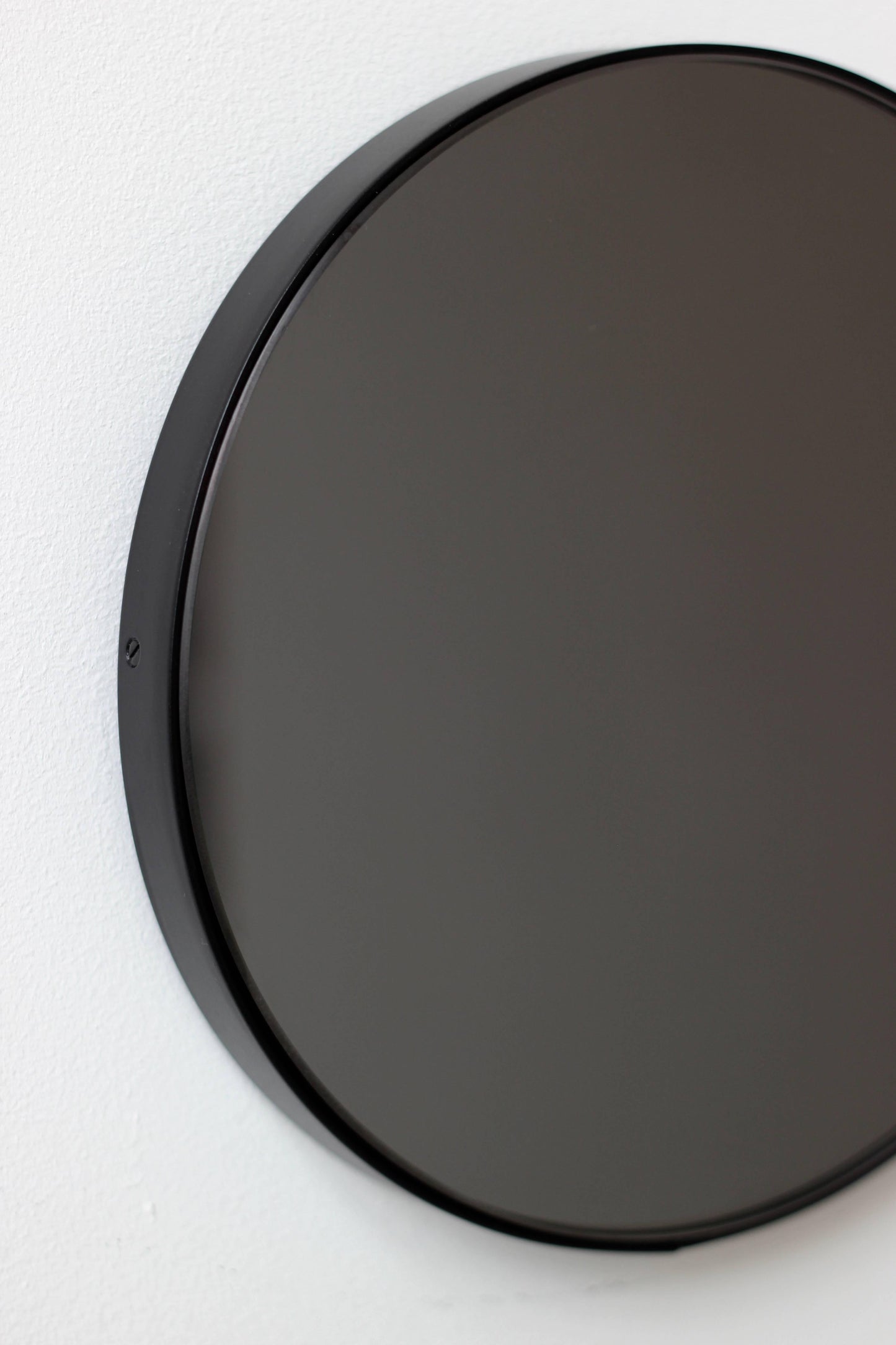 Orbis XL Round Wall Mirror – Black Tinted Glass with Black Powder-Coated Frame