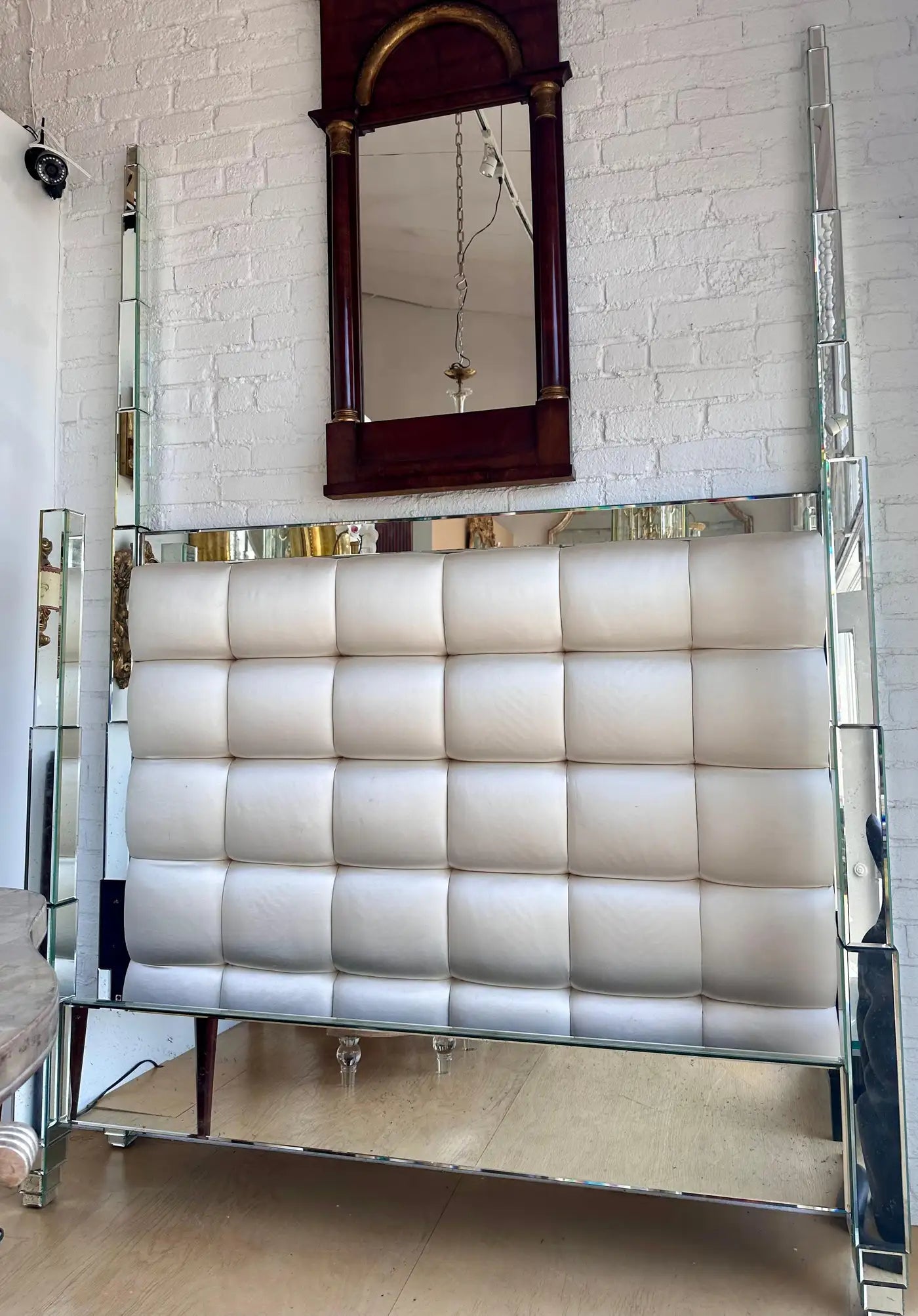 Art Deco Style Mirrored Four Poster Queen Bed Frame