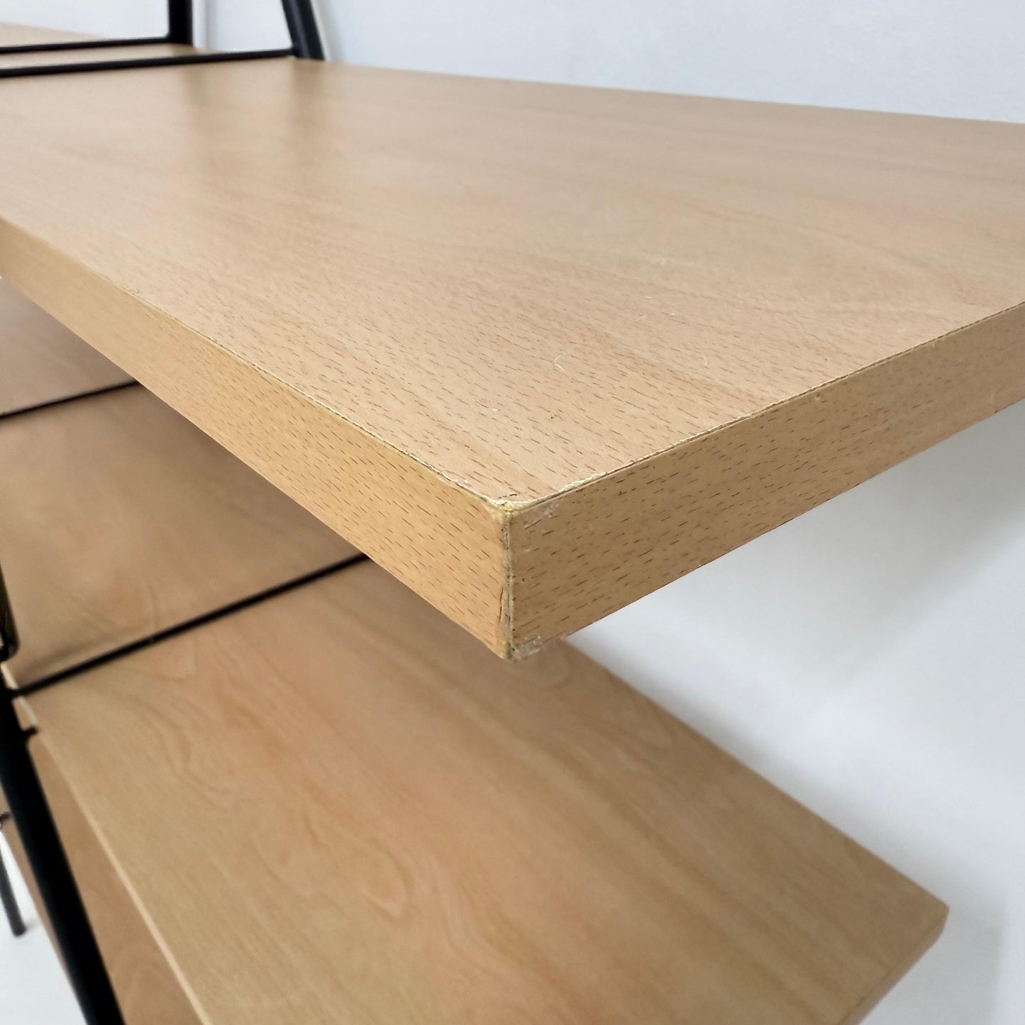 Vintage 1980s Postmodern Minimalist Wall Shelves – Metal & Wood