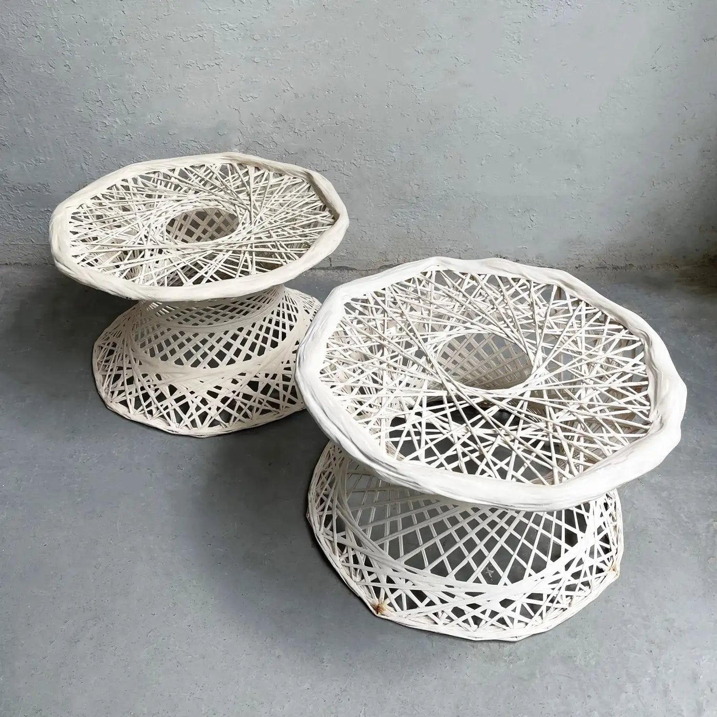 Woven Fiberglass Patio Dining Set with Ottomans