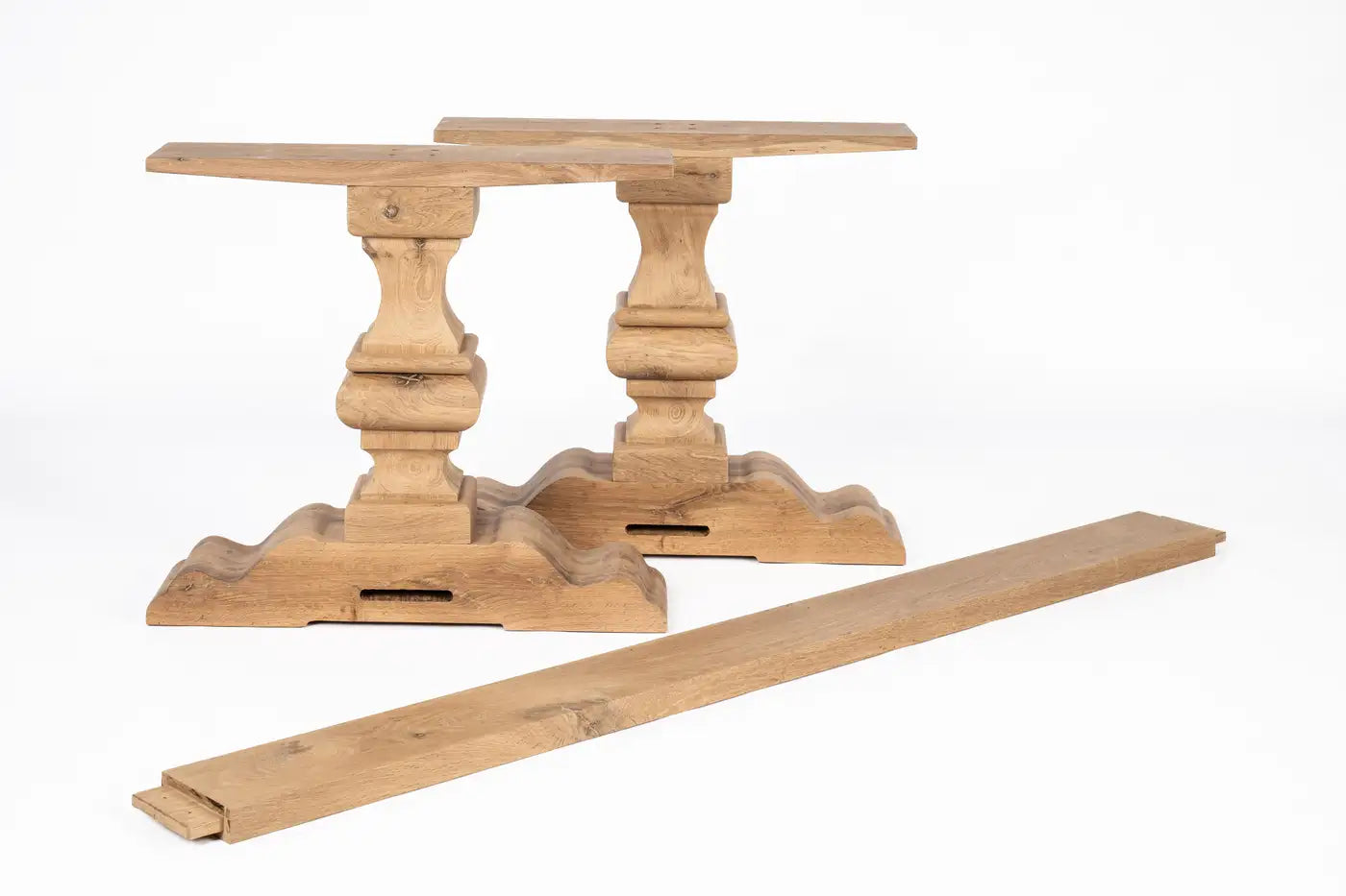 Bespoke Solid Aged French Oak Abbey Column Dining Table With Matte Finish