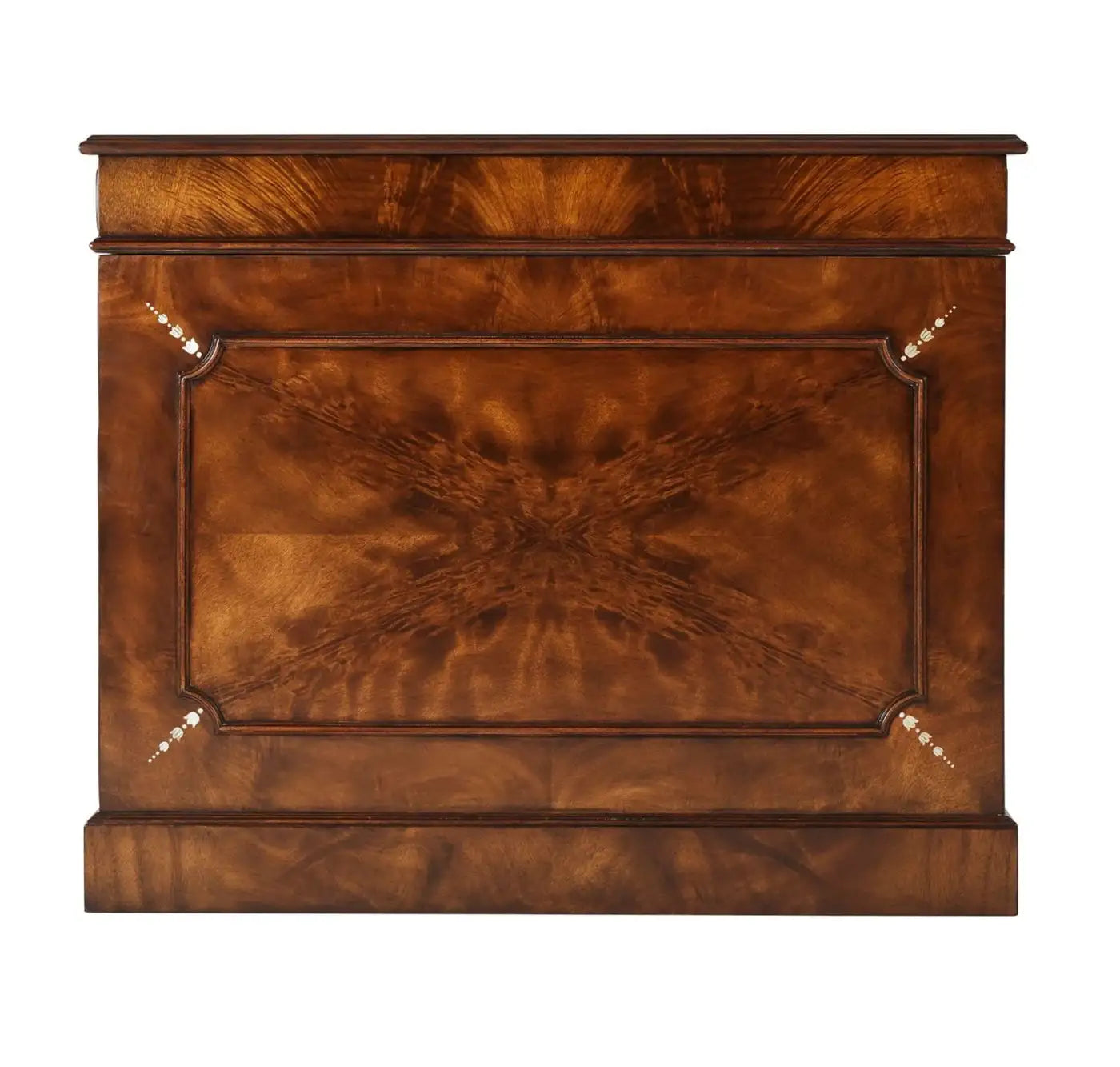 Pedestal Desk with Mother of Pearl Inlay Cerejeira Veneered Mahogany