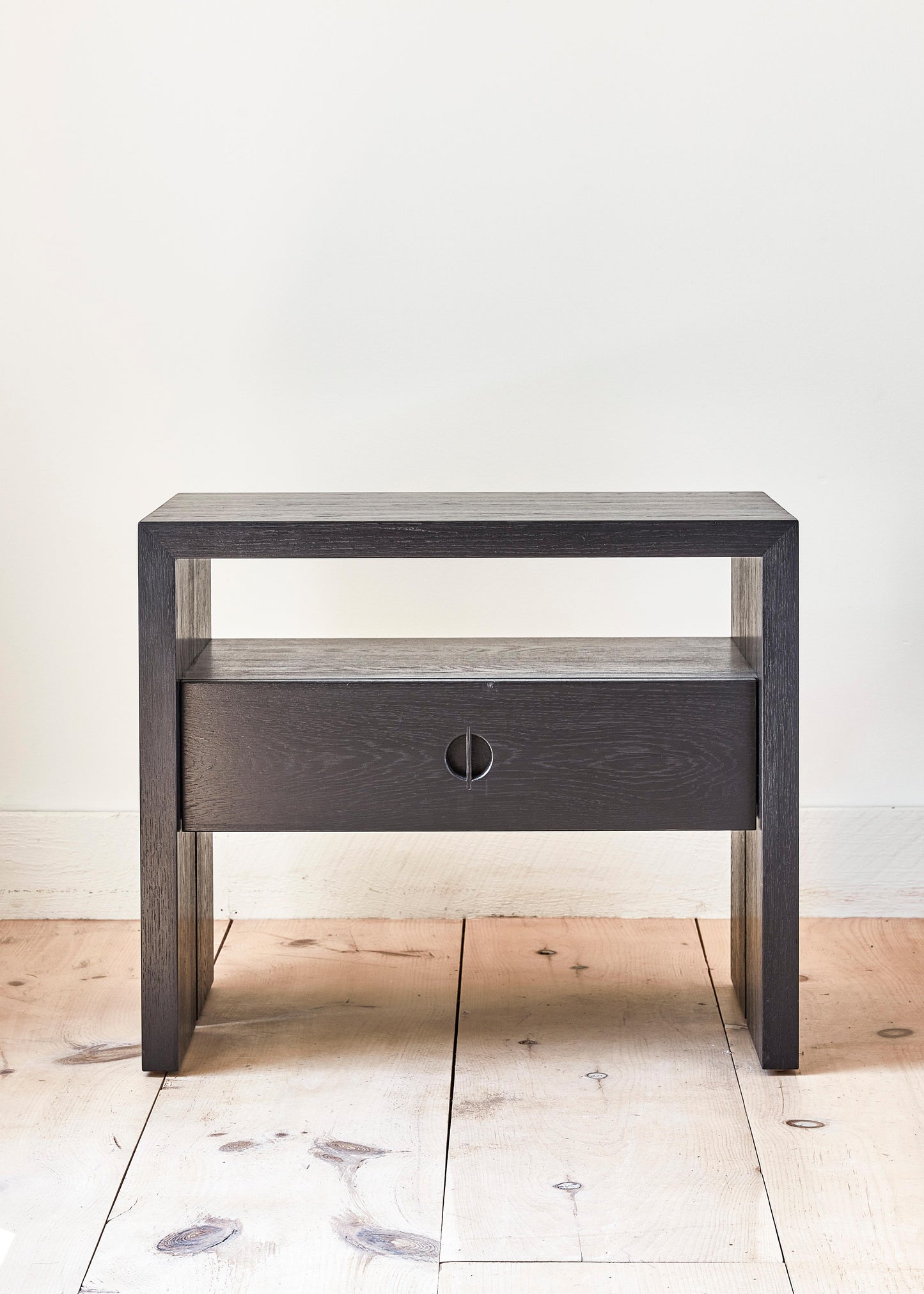 Solid Walnut Jameson Nightstand – Waterfall Design with Soft-Close Drawer