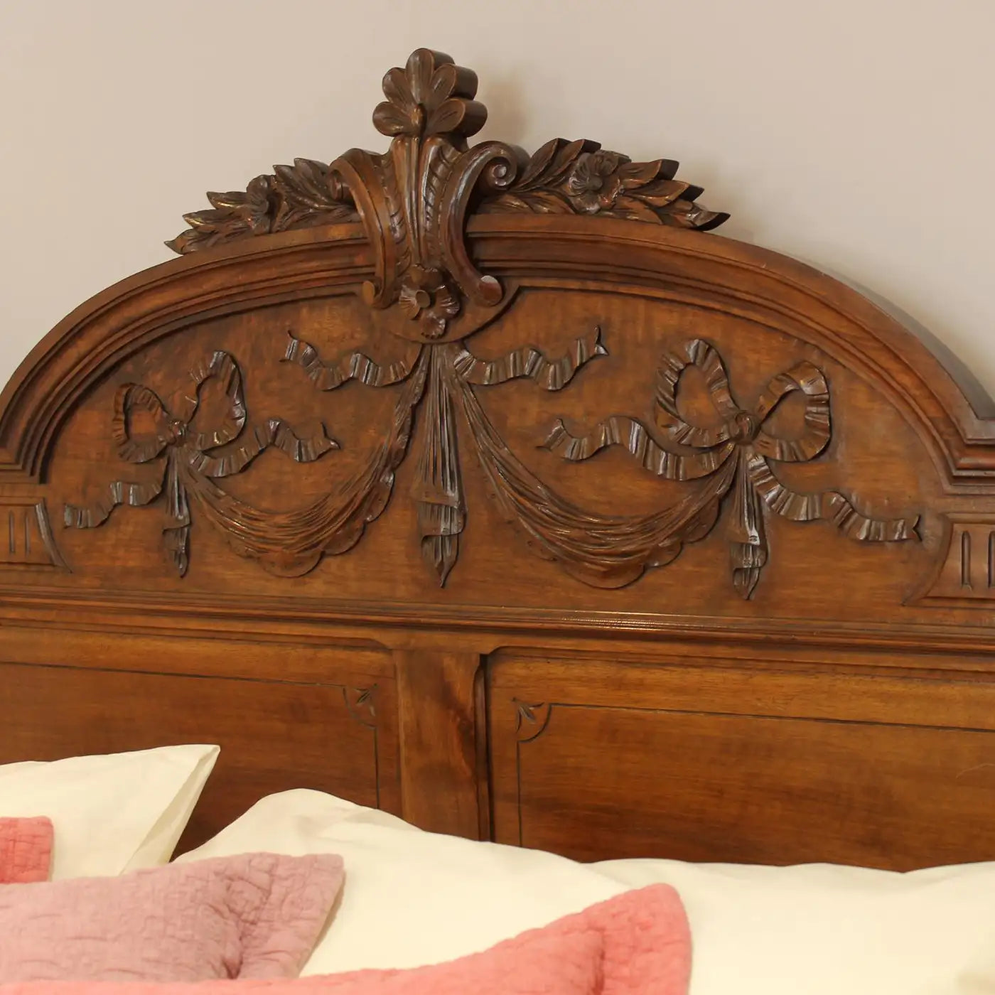 Walnut Carved French Antique Bed – WK204