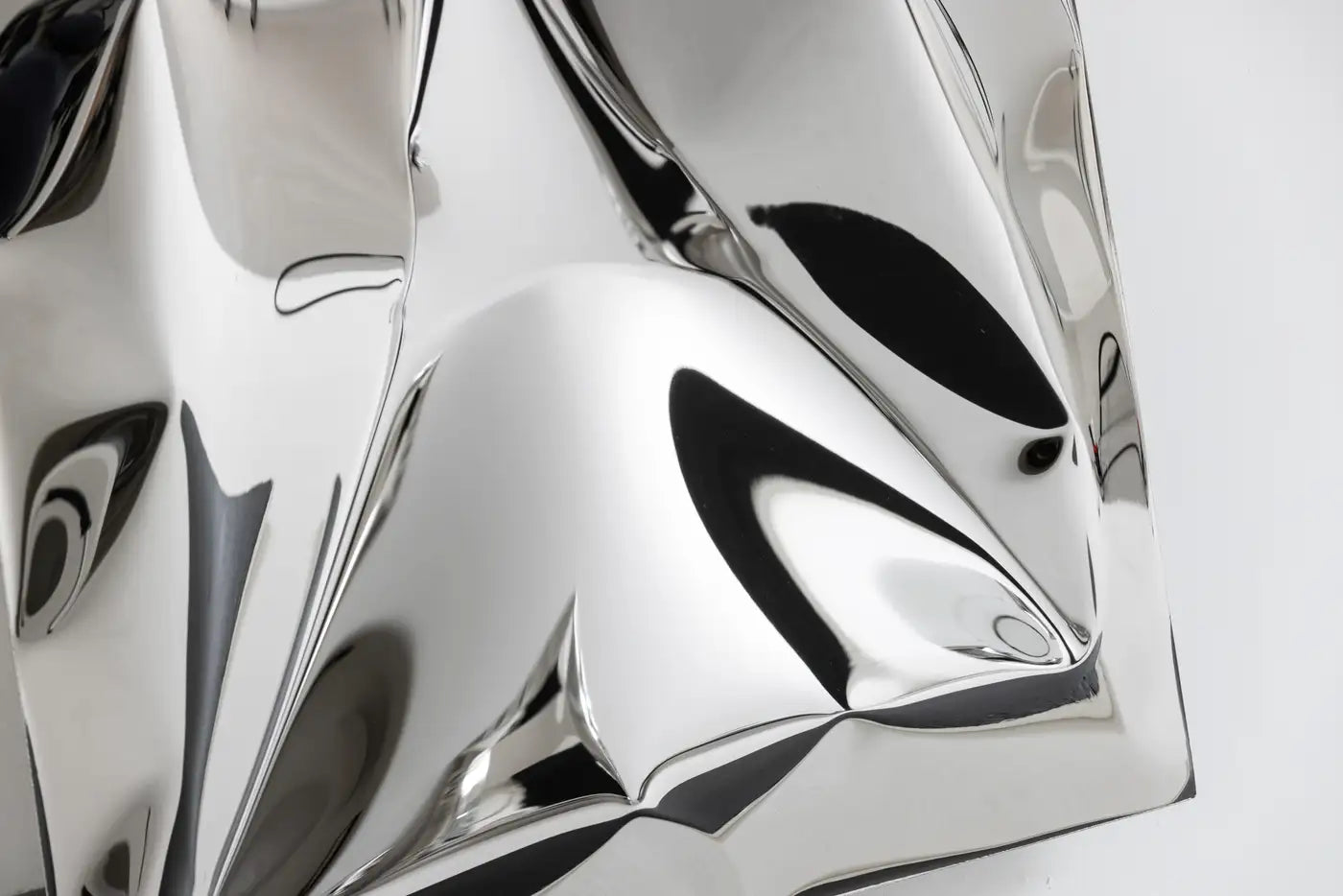 'Crush' inflated metal wall art large, stainless steel