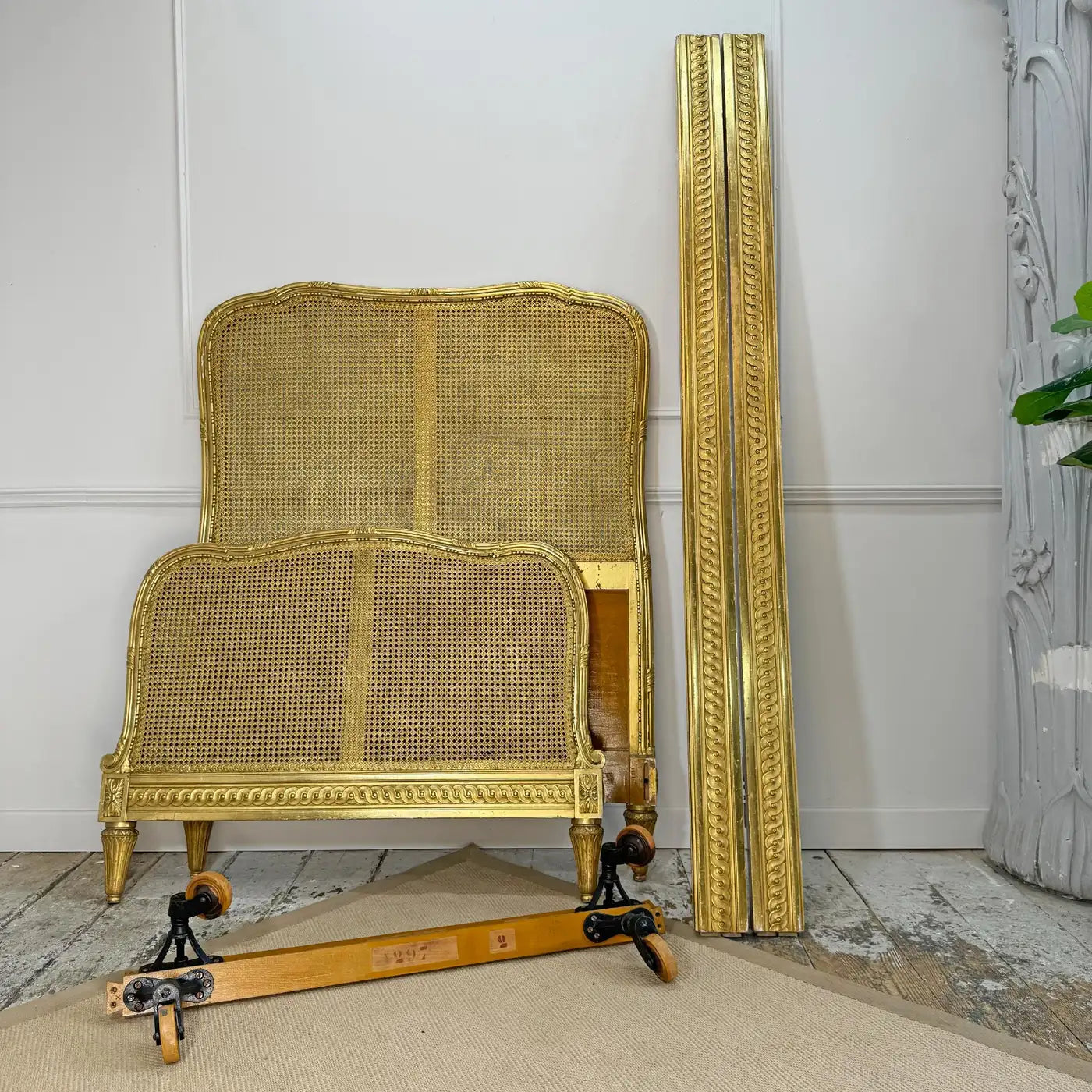Circa 1890 Maple & Co. Giltwood Bergere Cane Bed – English Antique