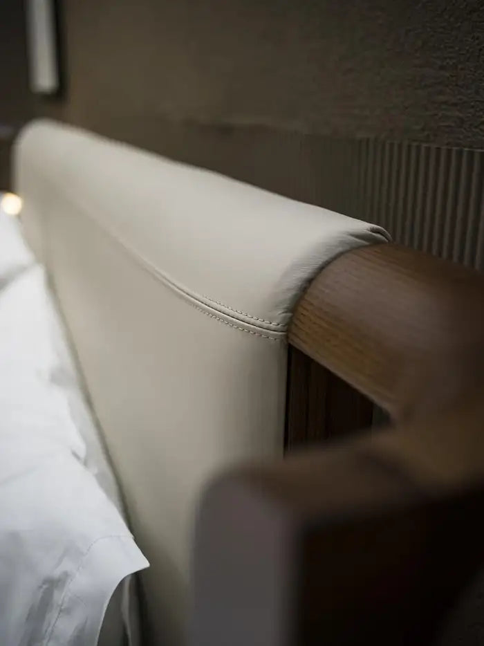 Modern Dolfin in Canaletto Walnut and Leather Double Bed