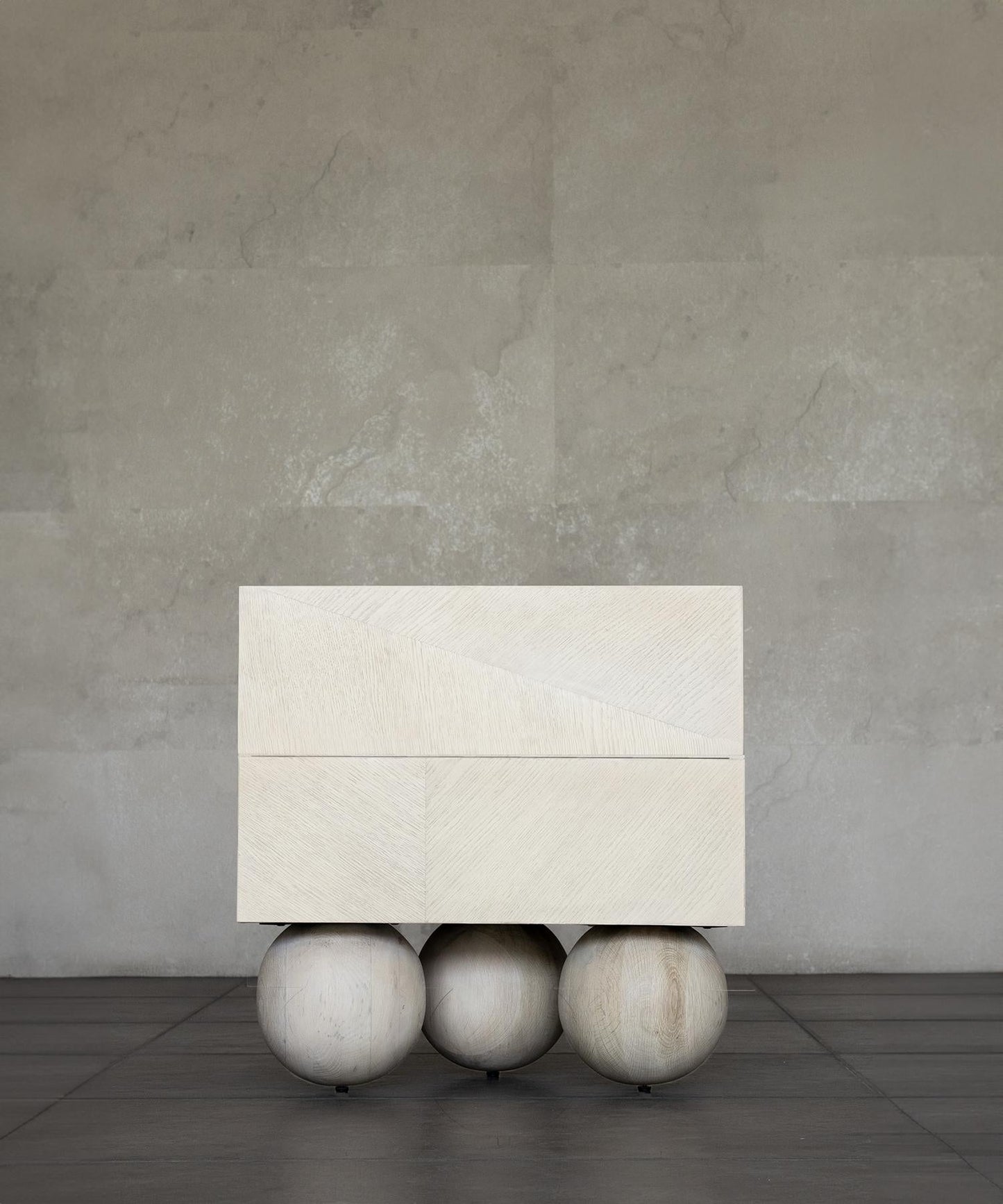Luna Nightstand – Bleached White Oak with Rift Oak Drawers