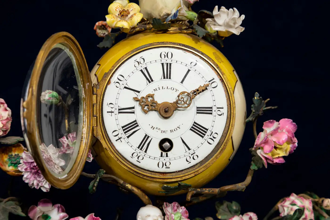 Louis XV Ormolu Mntd. Meissen Porcelain Chinoiserie Elephant Clock w/ Snail