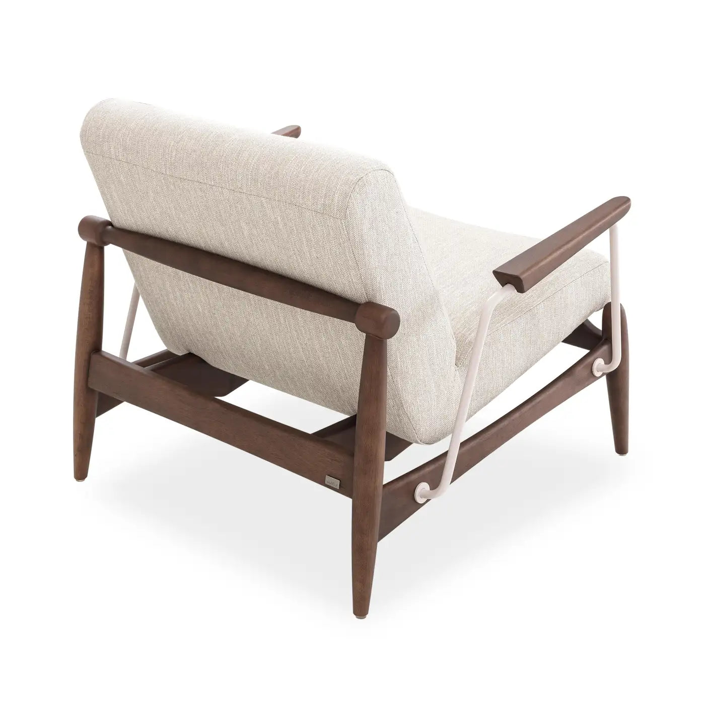 Walnut Finish with Quartz Accents Ivory Fabric Win Armchair