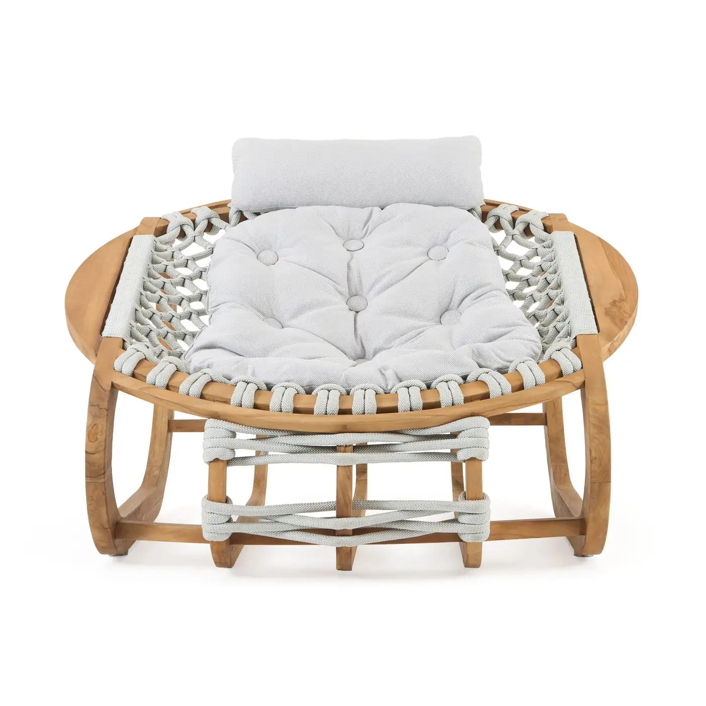 Outdoor Woven Rope Armchair in Solid Natural Teak 'Set of 2'